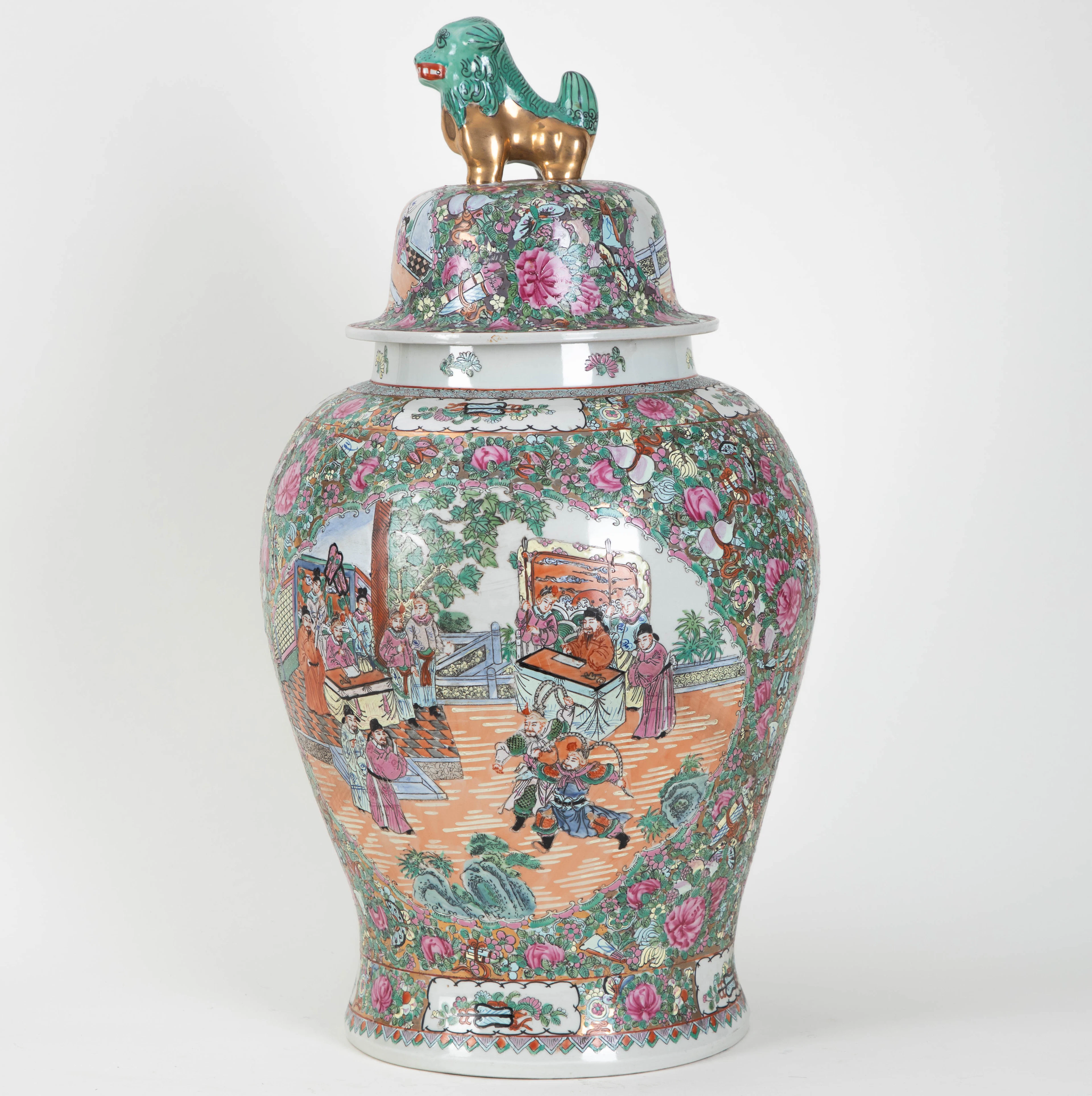 Große Deckelvase, Guangxu-Marke, Kanton, China, 20. Jh.