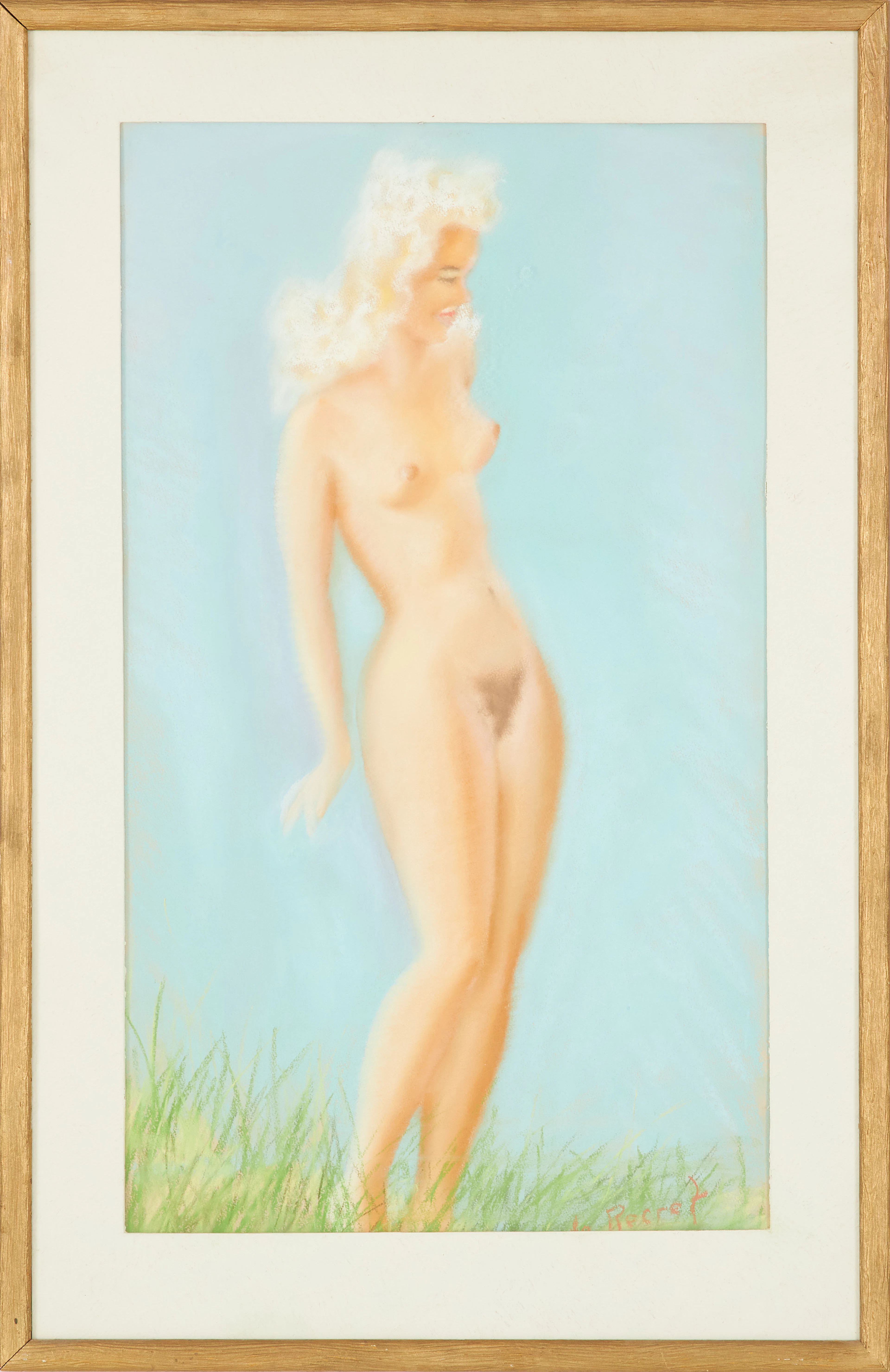 FREDRIK GLANS (1910-2001). ”Modellen Britta”, pastell, signerad a tergo.