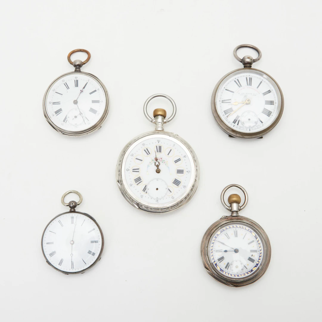 Konvolut Taschenuhren für Bastler, Silber, um 1900. (5).