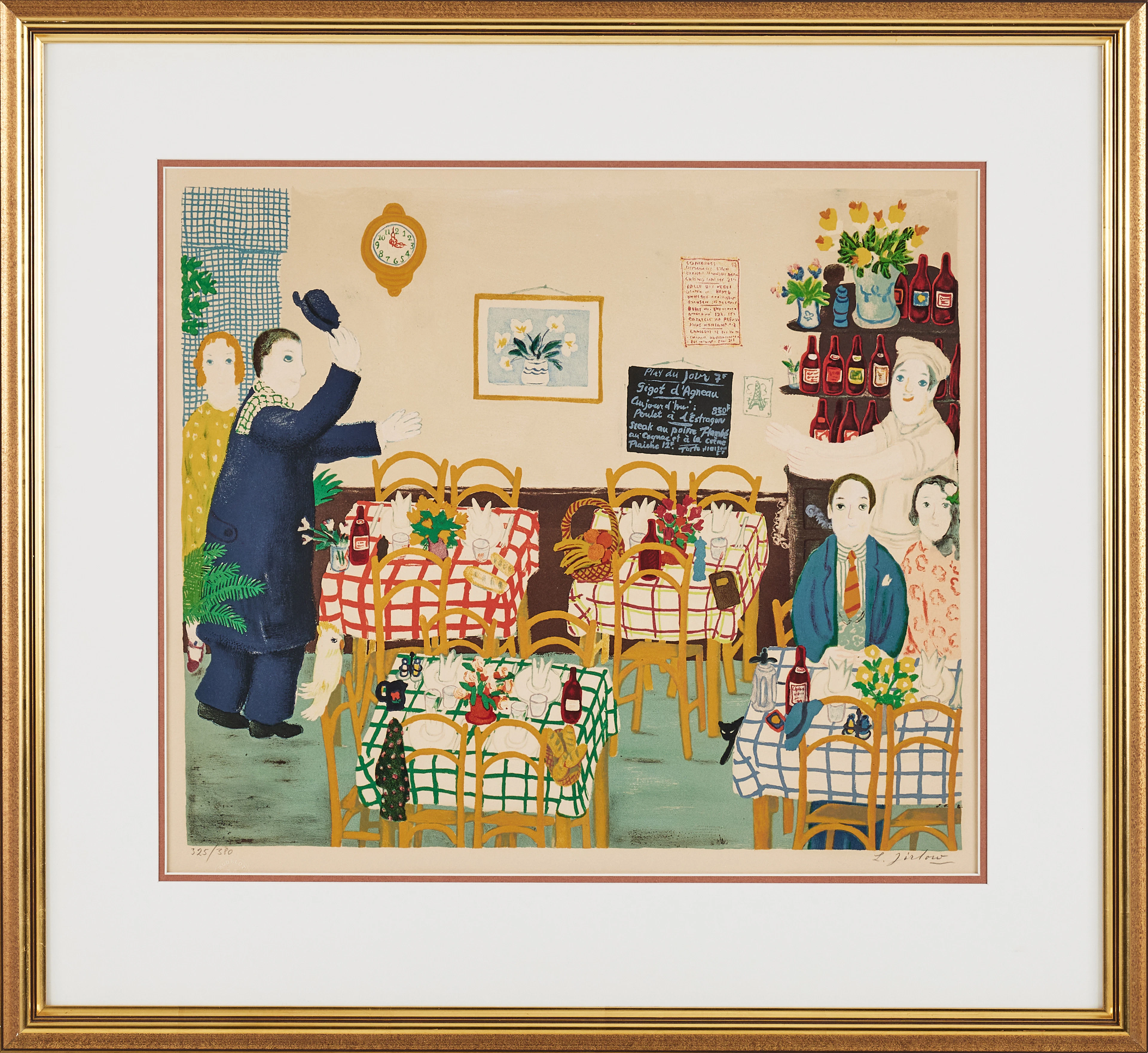 LENNART JIRLOW. Restaurangscen, färglitografi, signerad, 325/380, Mourlot.