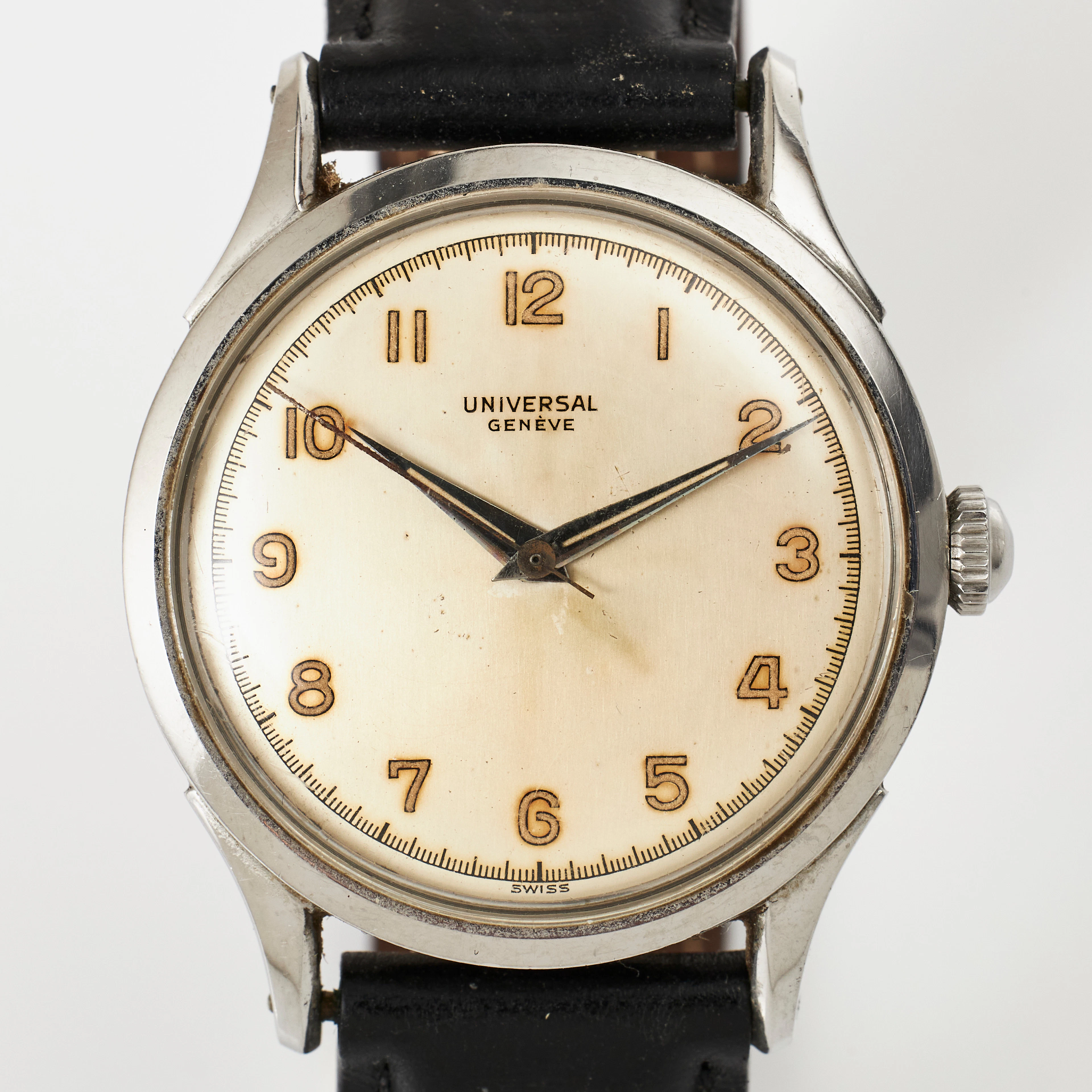 UNIVERSAL GENEVE, armbandsur, 35 mm, stål, ca 1950.