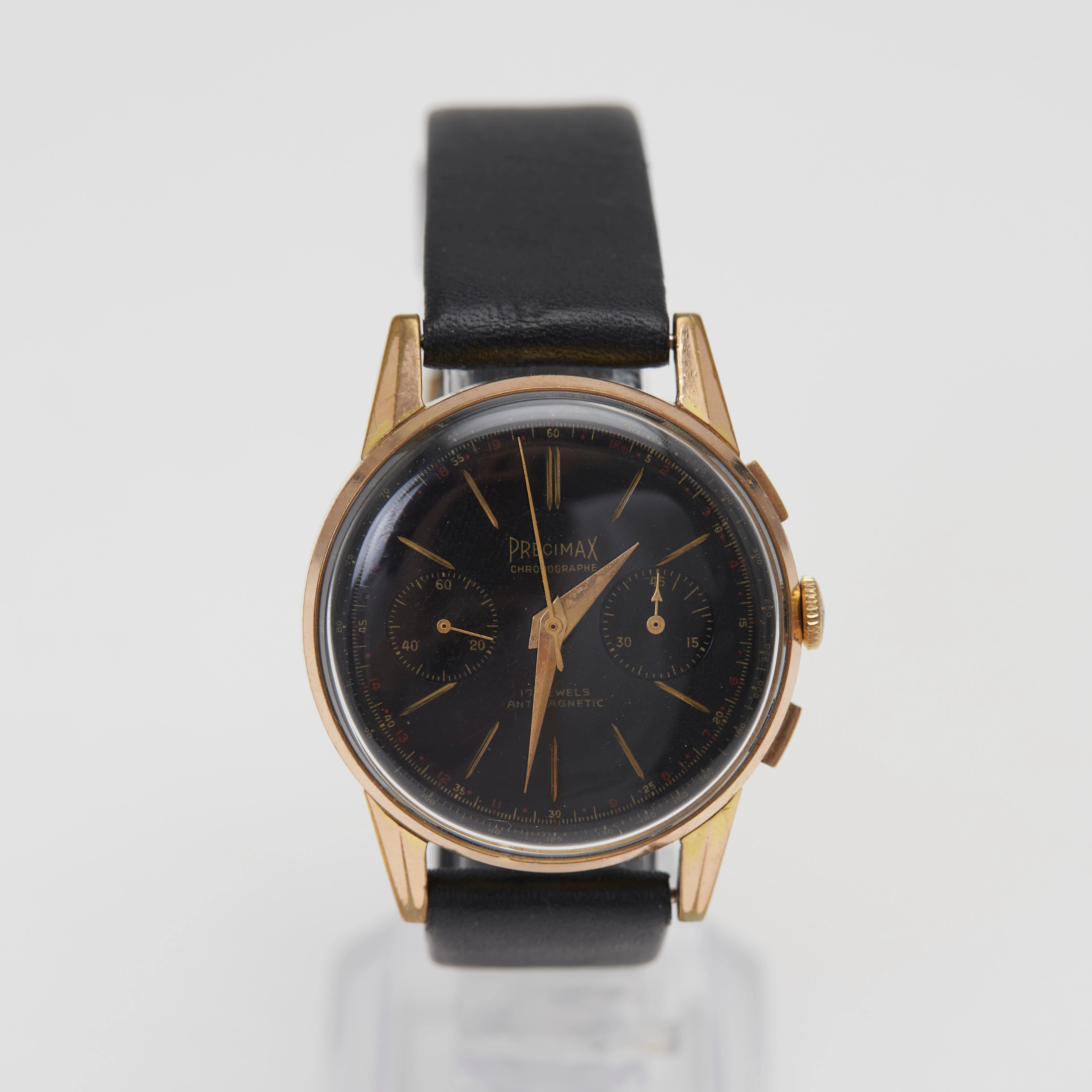PRECIMAX. Armbanduhr / Chronograph, Handaufzug, 1950/60er Jahre, Schweiz.