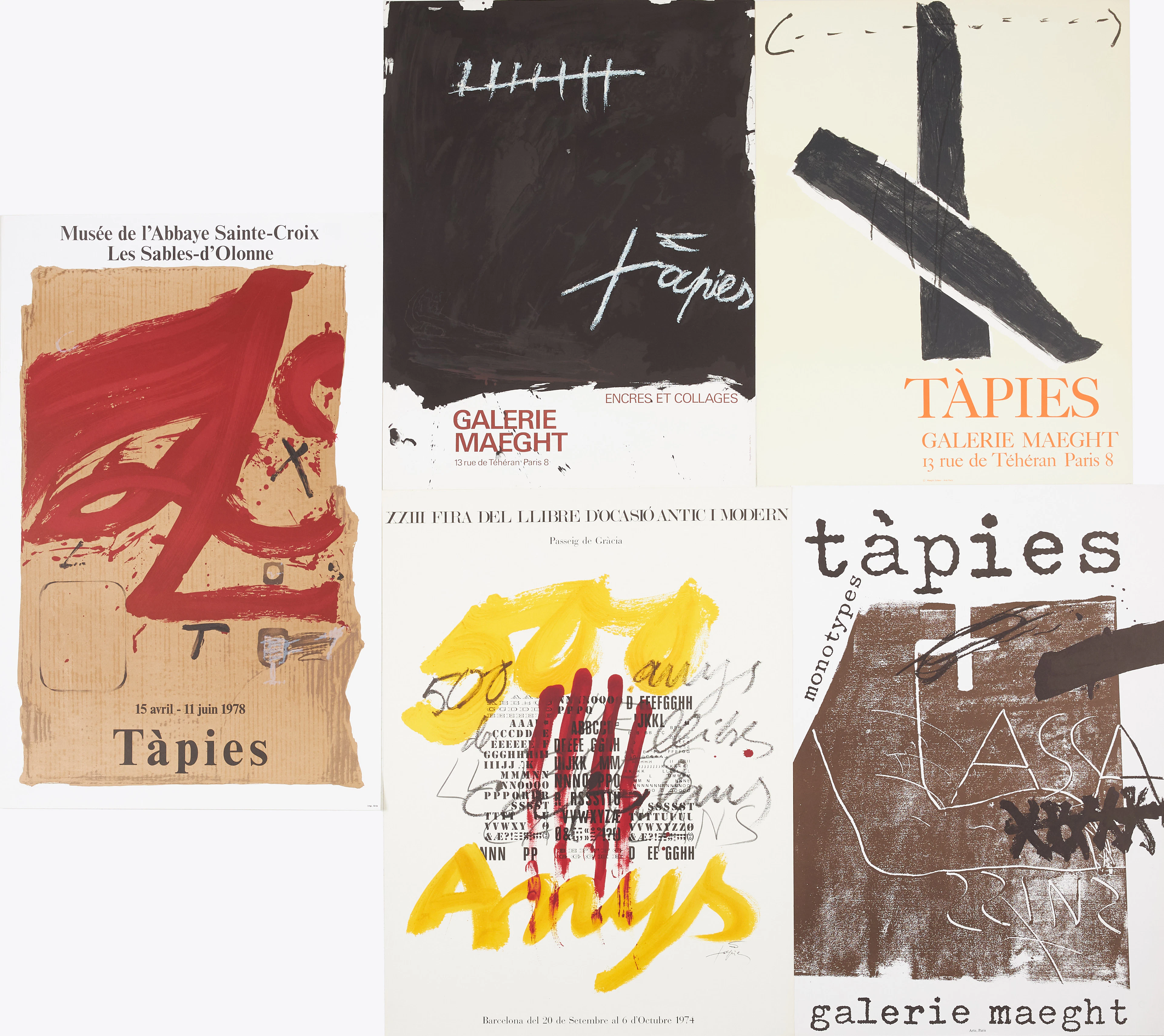 ANTONI TÀPIES. EFTER. Utställningsaffischer, 5 st, Galerie Maeght