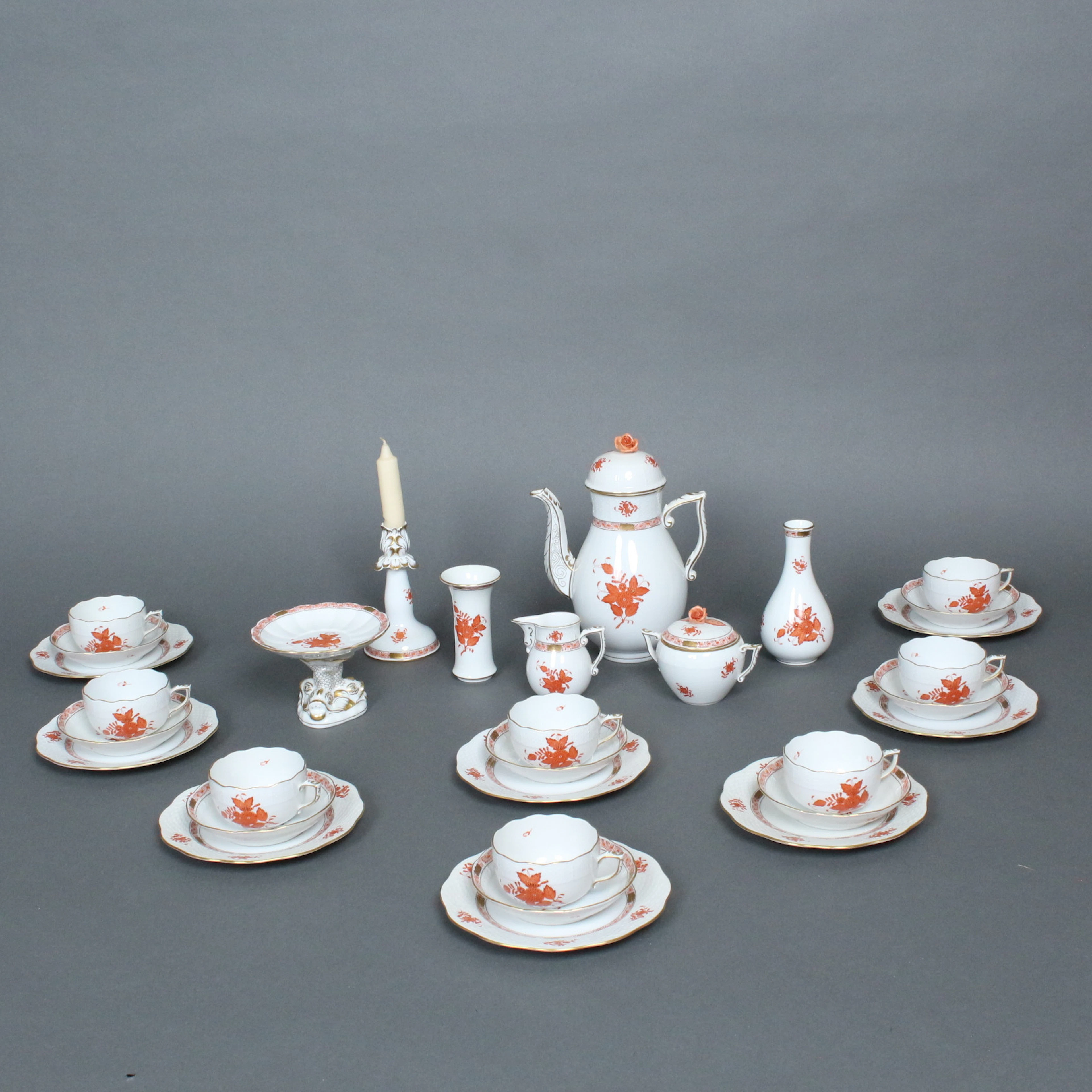 HEREND. 31-teiliges Teeservice, '' Apponyi Orange '' Ungarn 20.Jh.