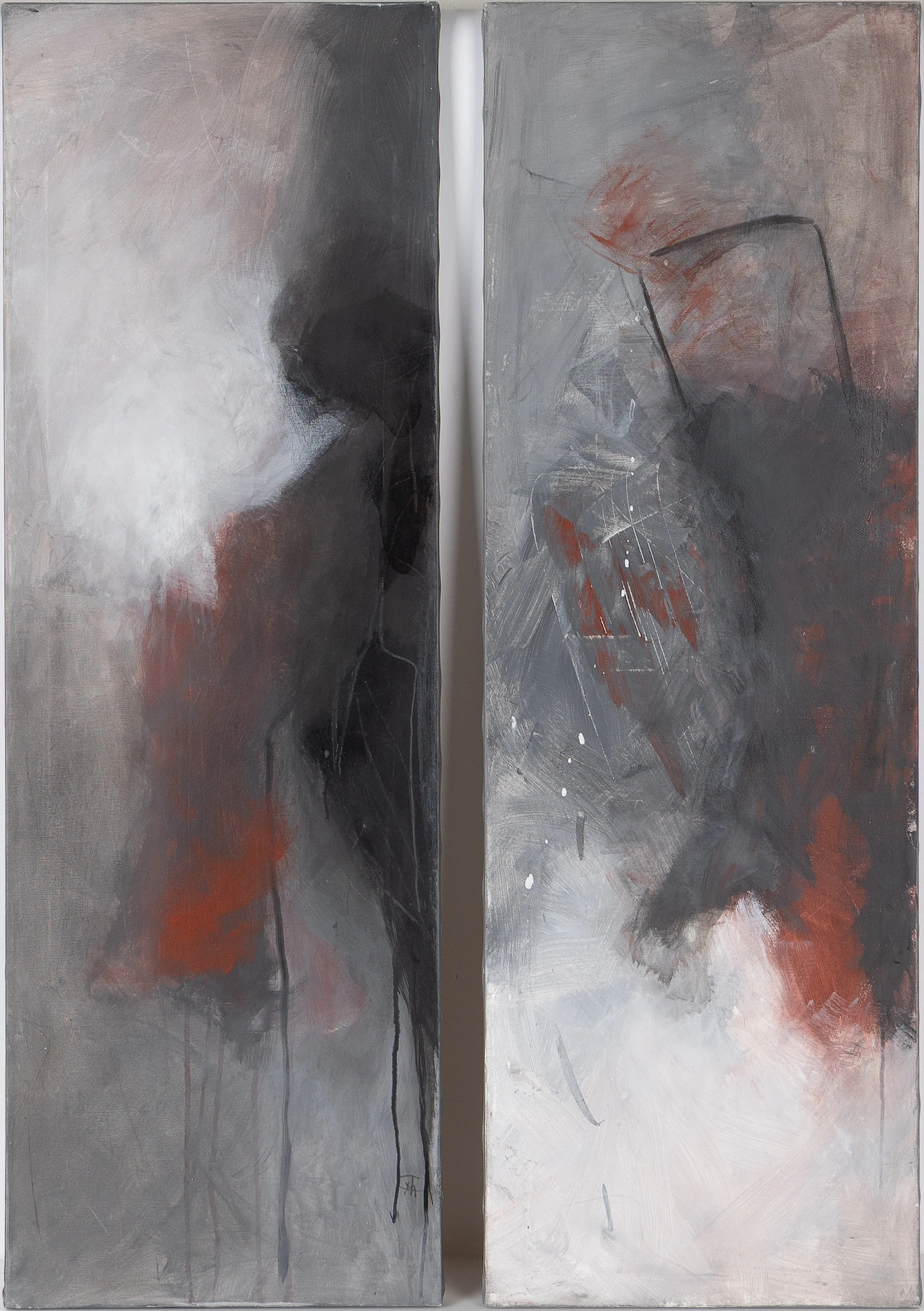 MARIE THERESA FUMAGALLI. Komposition, olja på duk, diptyk, monogramsignerad.