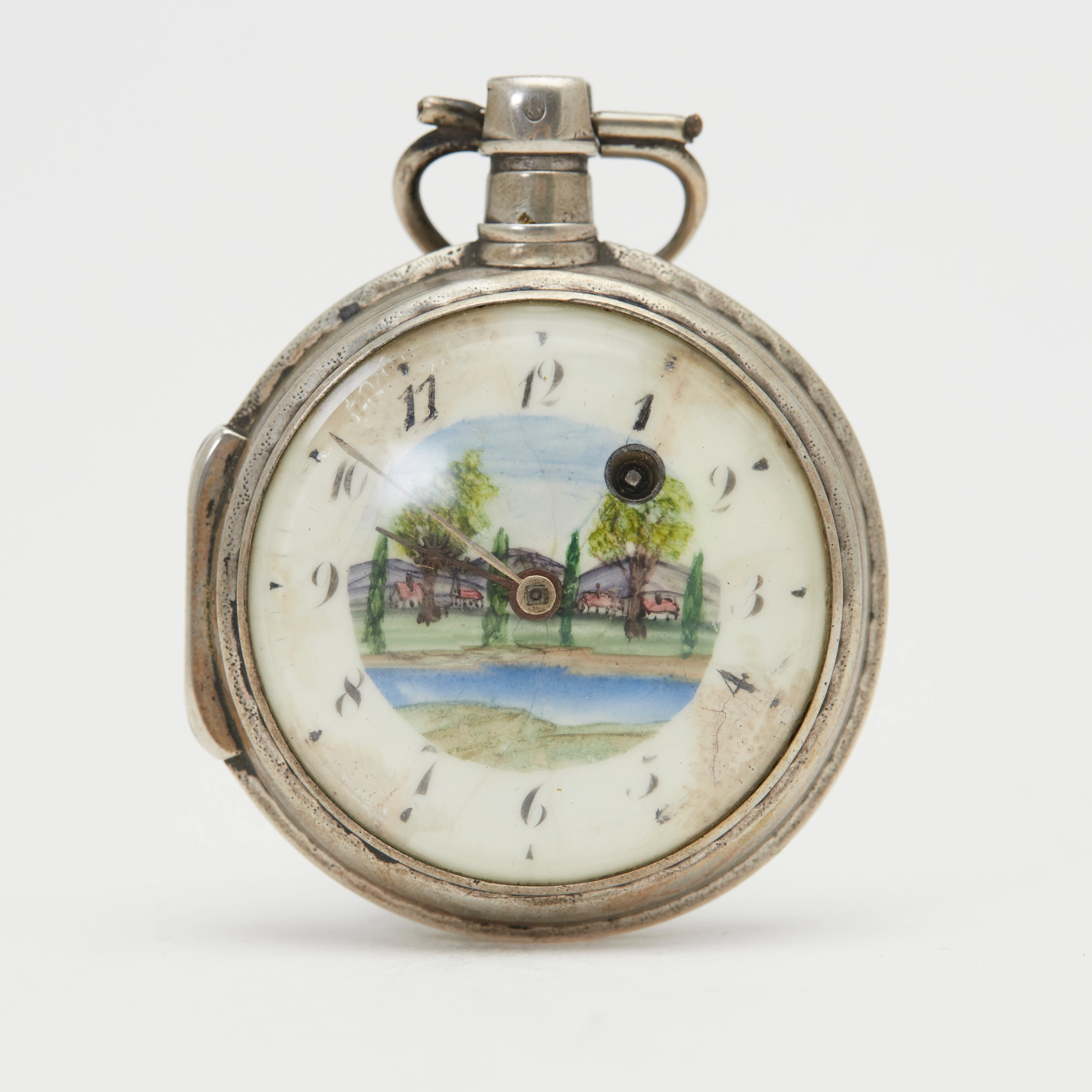 SPINDELTASCHENUHR, Silber, Emaille, um 1800.