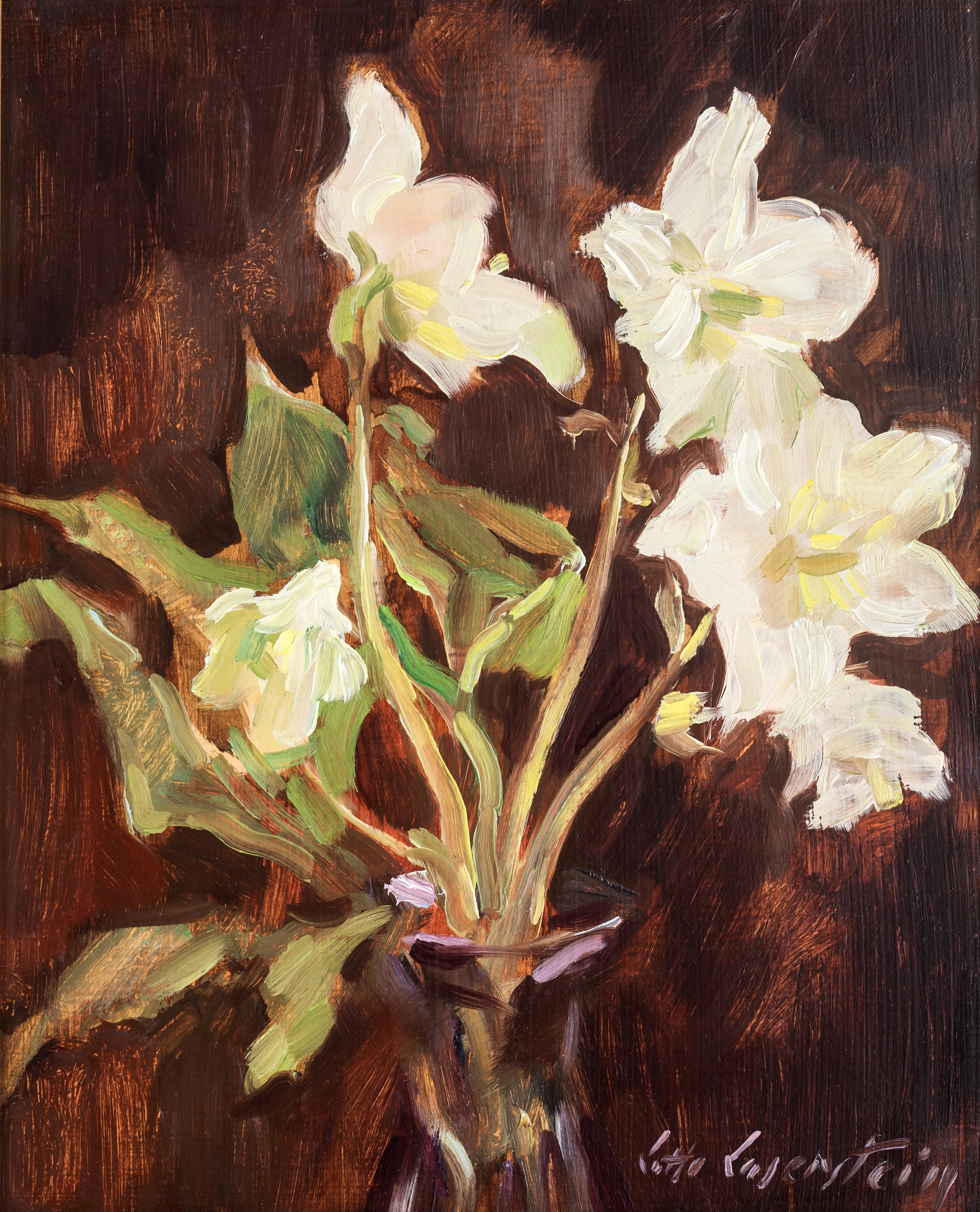 LOTTE LASERSTEIN (1898-1993). Weiße Narzissen in einer Vase.