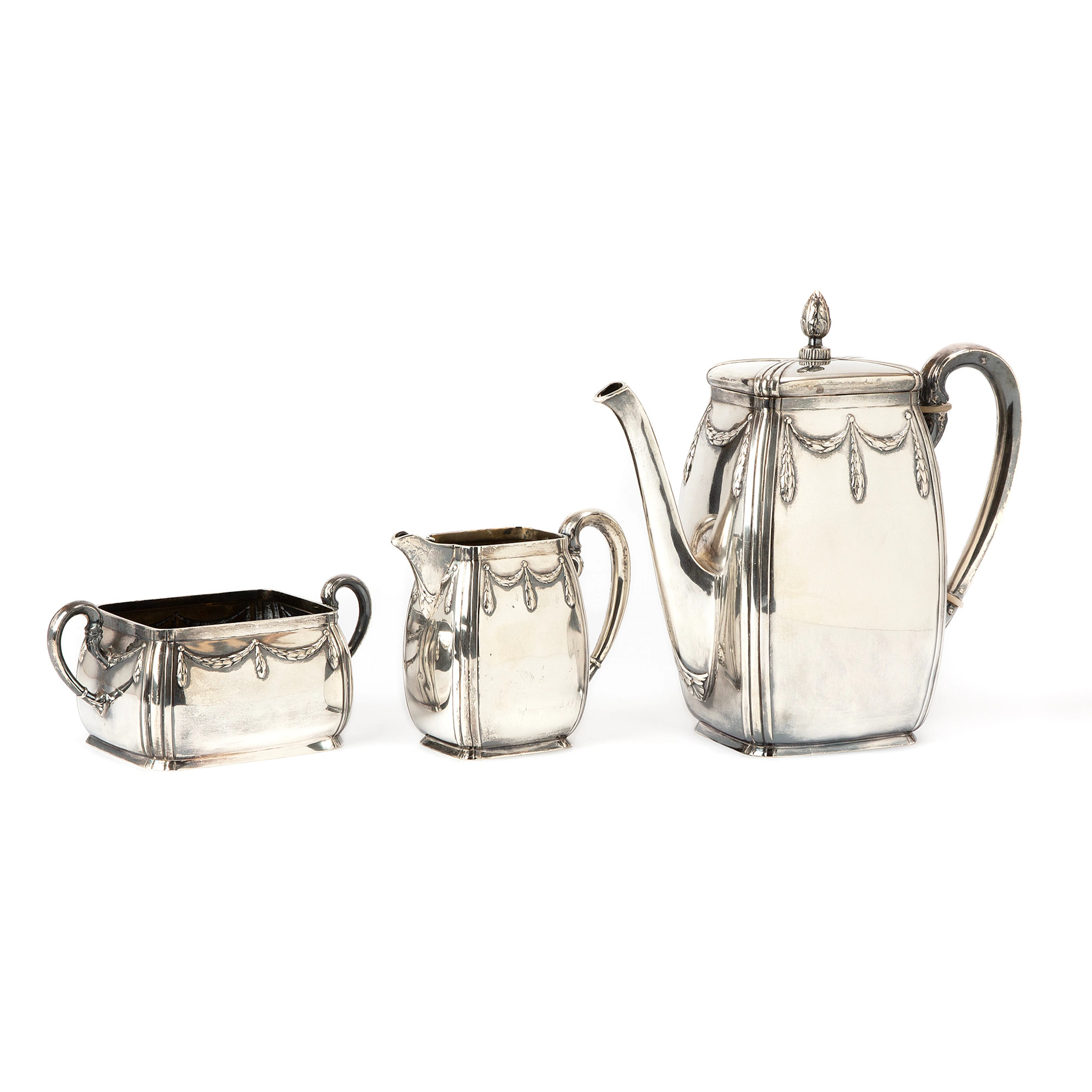 KAFFESERVIS, silver, 3 delar, K. Andersson, Stockholm, 1917.