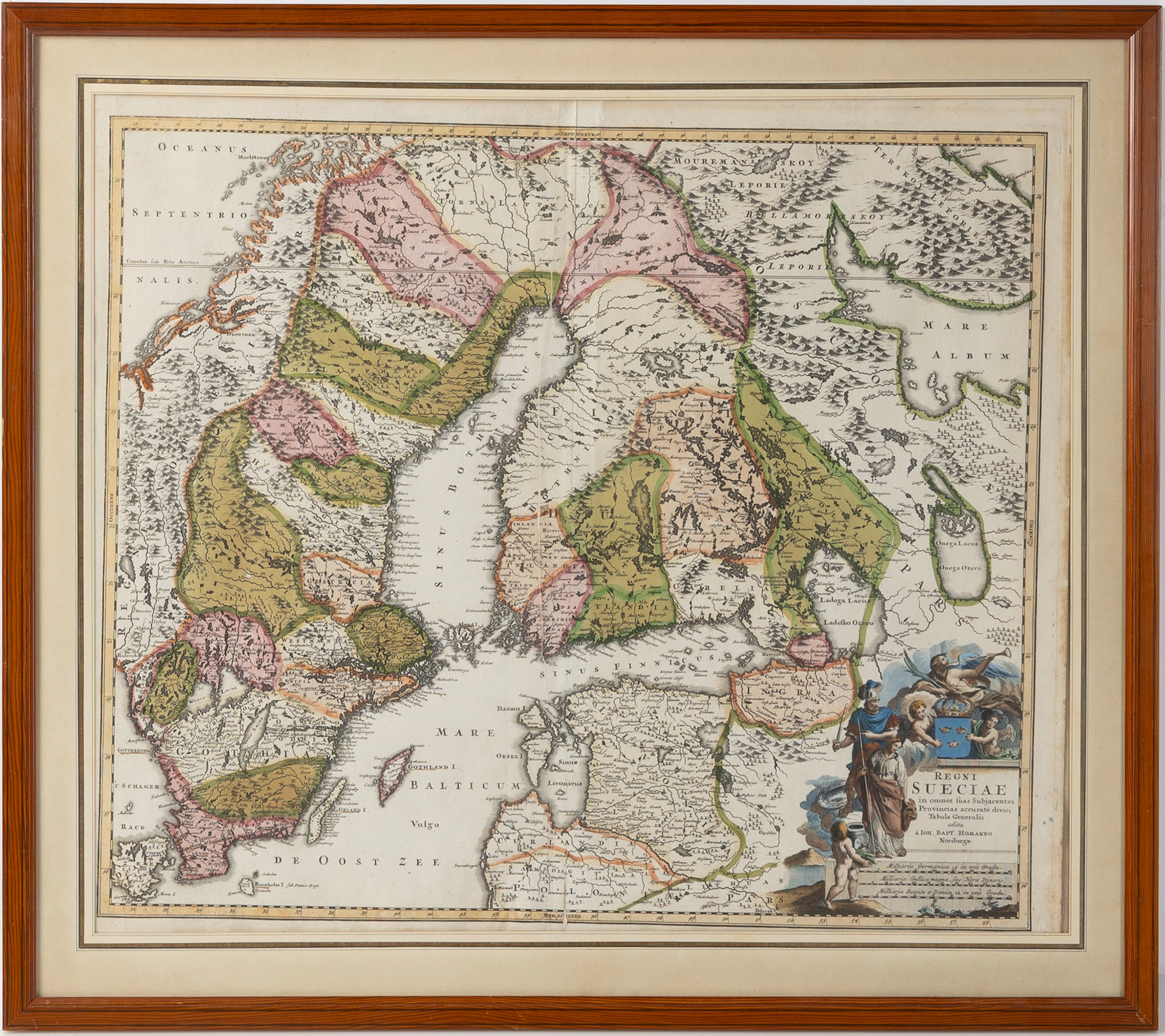 HOMANN, JOHANN BAPTIST, karta "Regni Sueciae". Nürnberg ca 1730.