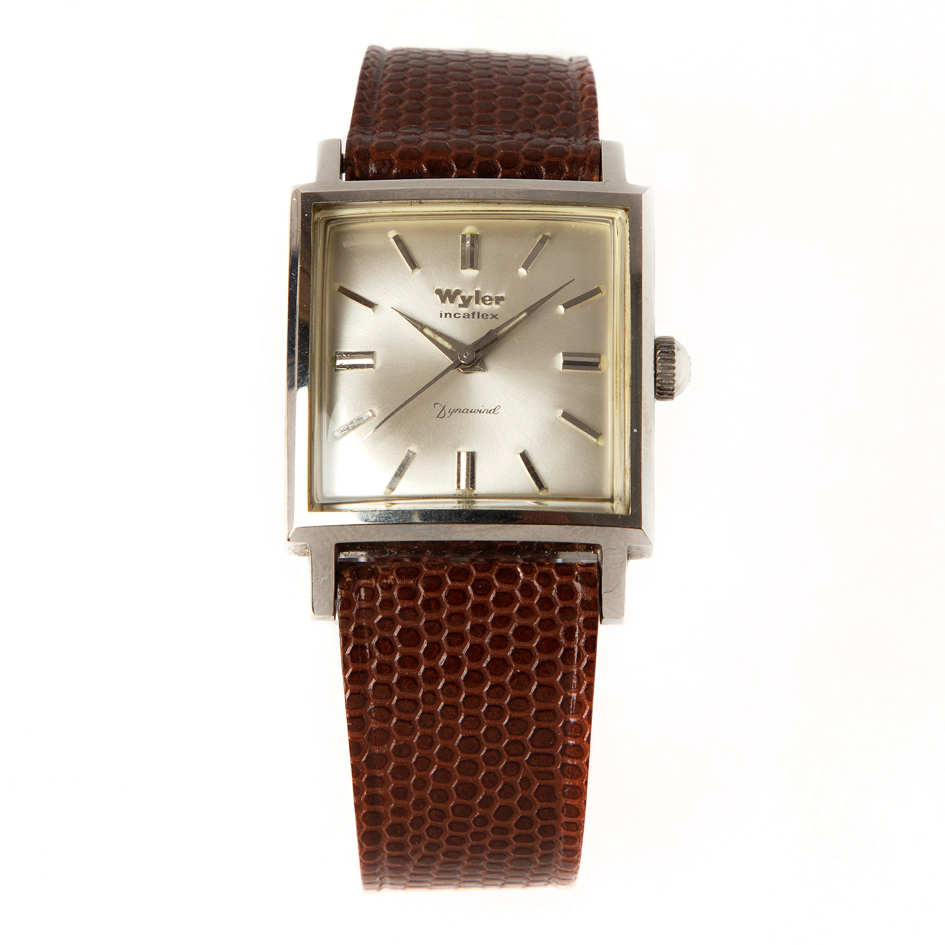 WYLER, Incaflex Dynawind, armbandsur, 29 x 28 mm, stål, 1960-tal.