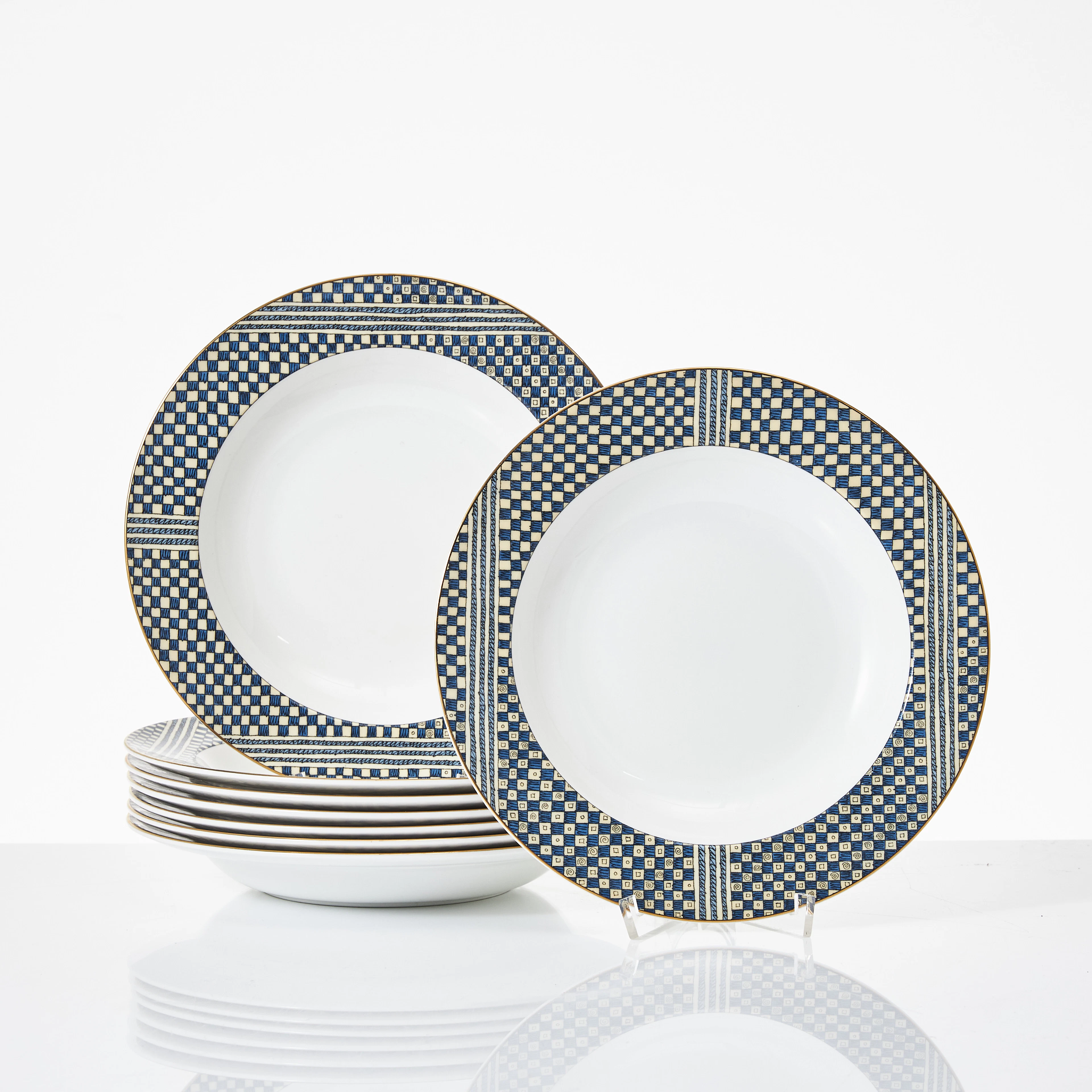 WEDGWOOD. Djupa mattallrikar, 8 st, porslin, modell " Samurai".