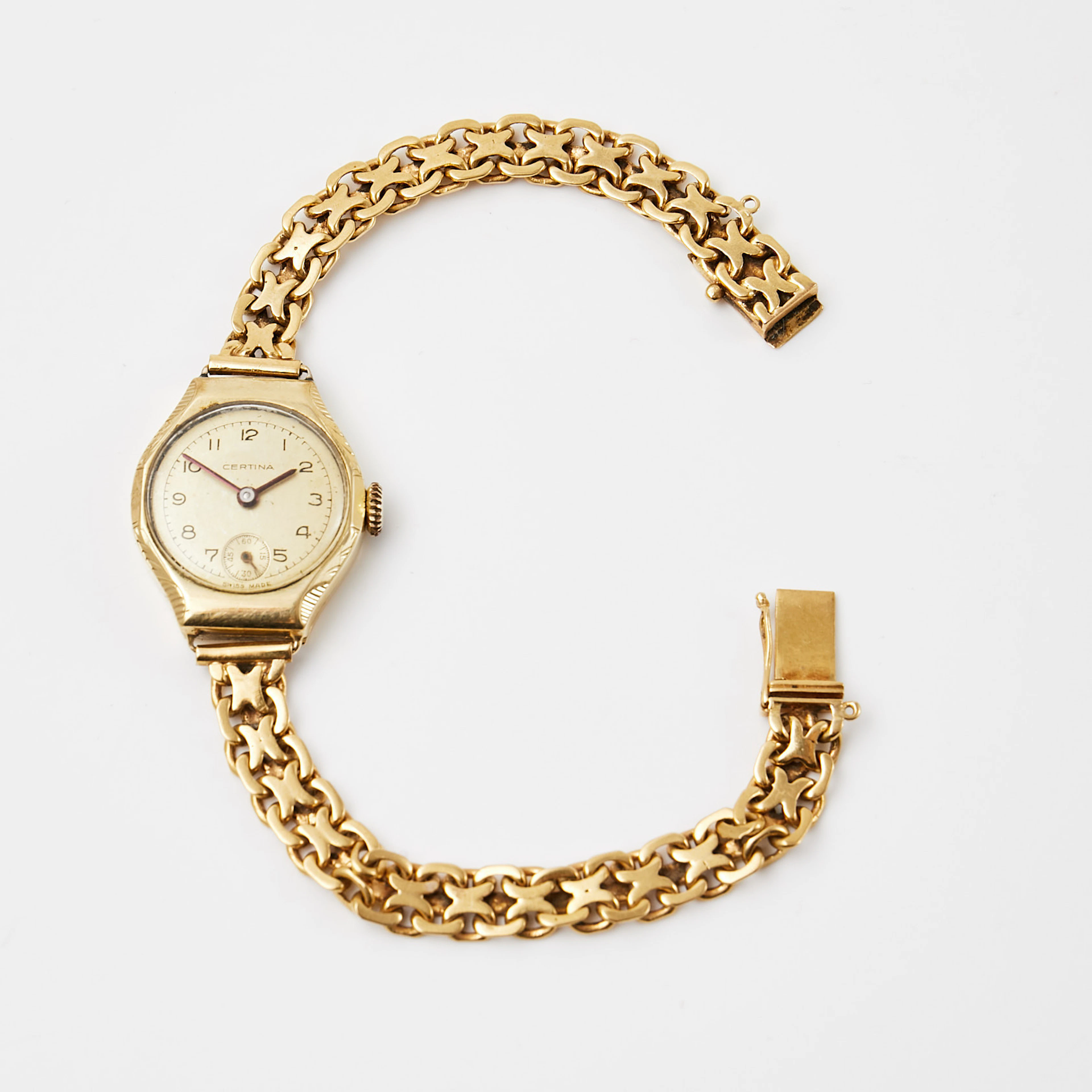CERTINA (Swiss Made), guld på stål, länk i 18 k guld, ca 1950/1960-tal