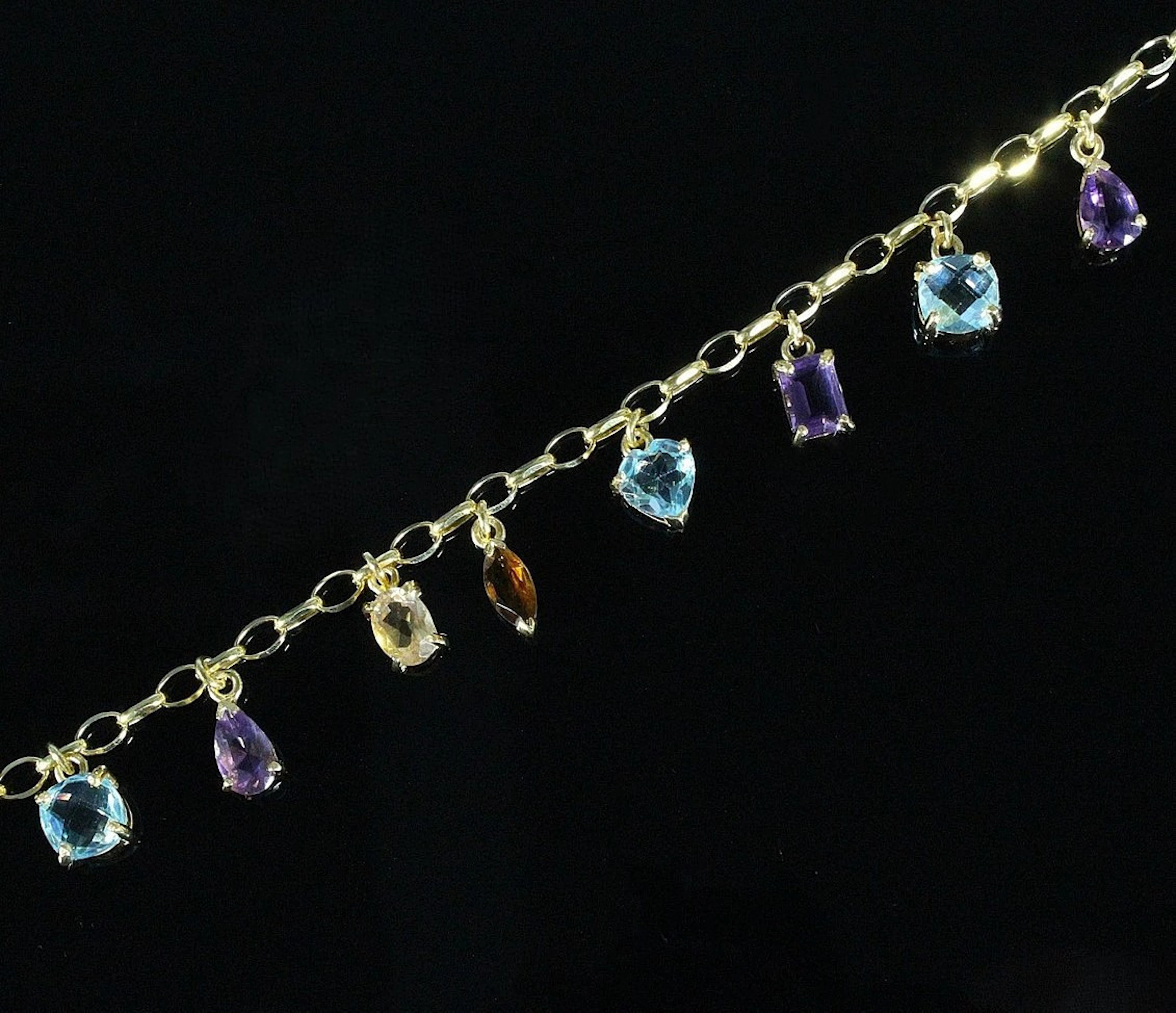 Armband mit Citrin, Topas und Amethyst, 925er Silber, rhodiniert mit GG.