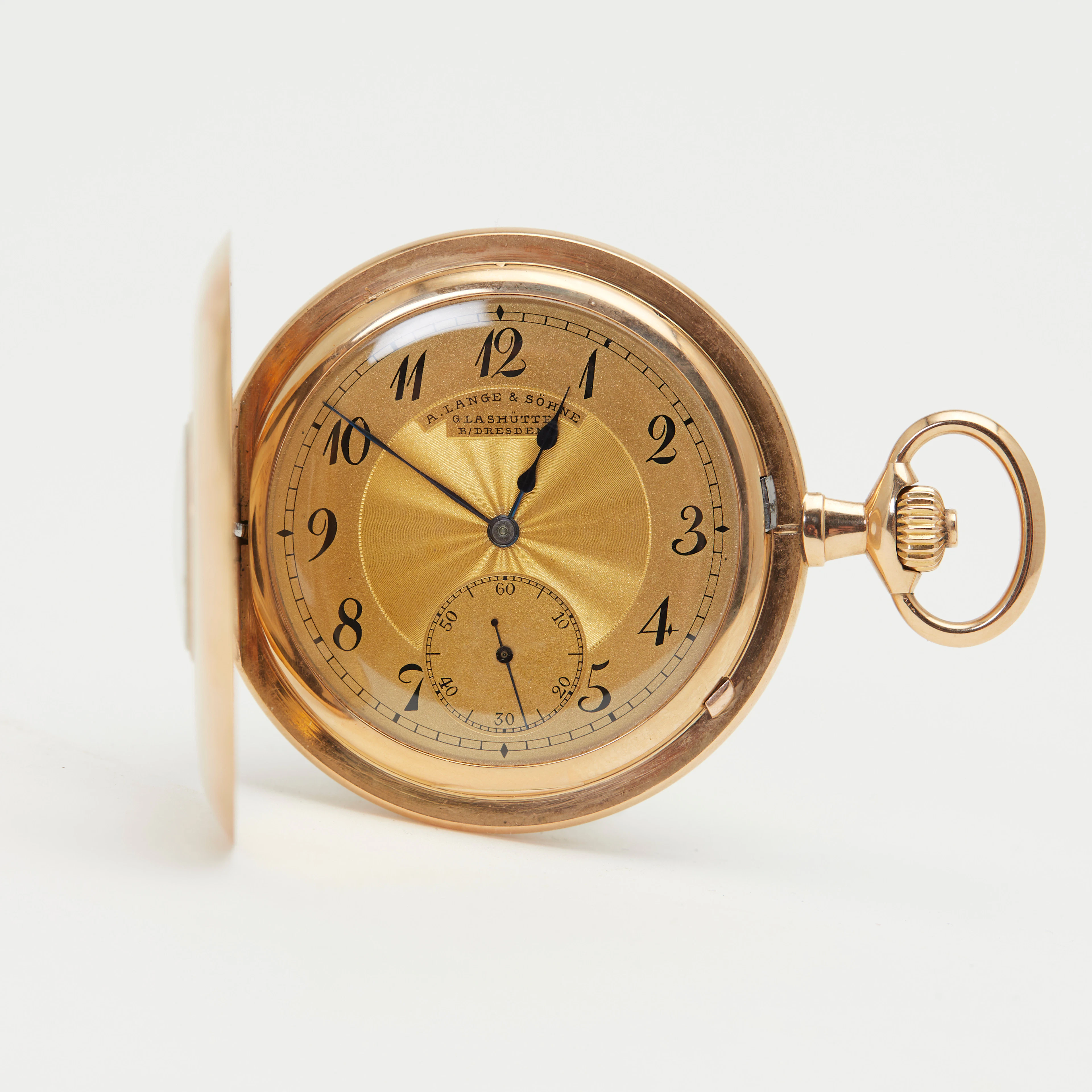 A. LANGE & SÖHNE, GLASHÜTTE 1A. Halbsavonnette-Taschenuhr, 750er Gelbgold