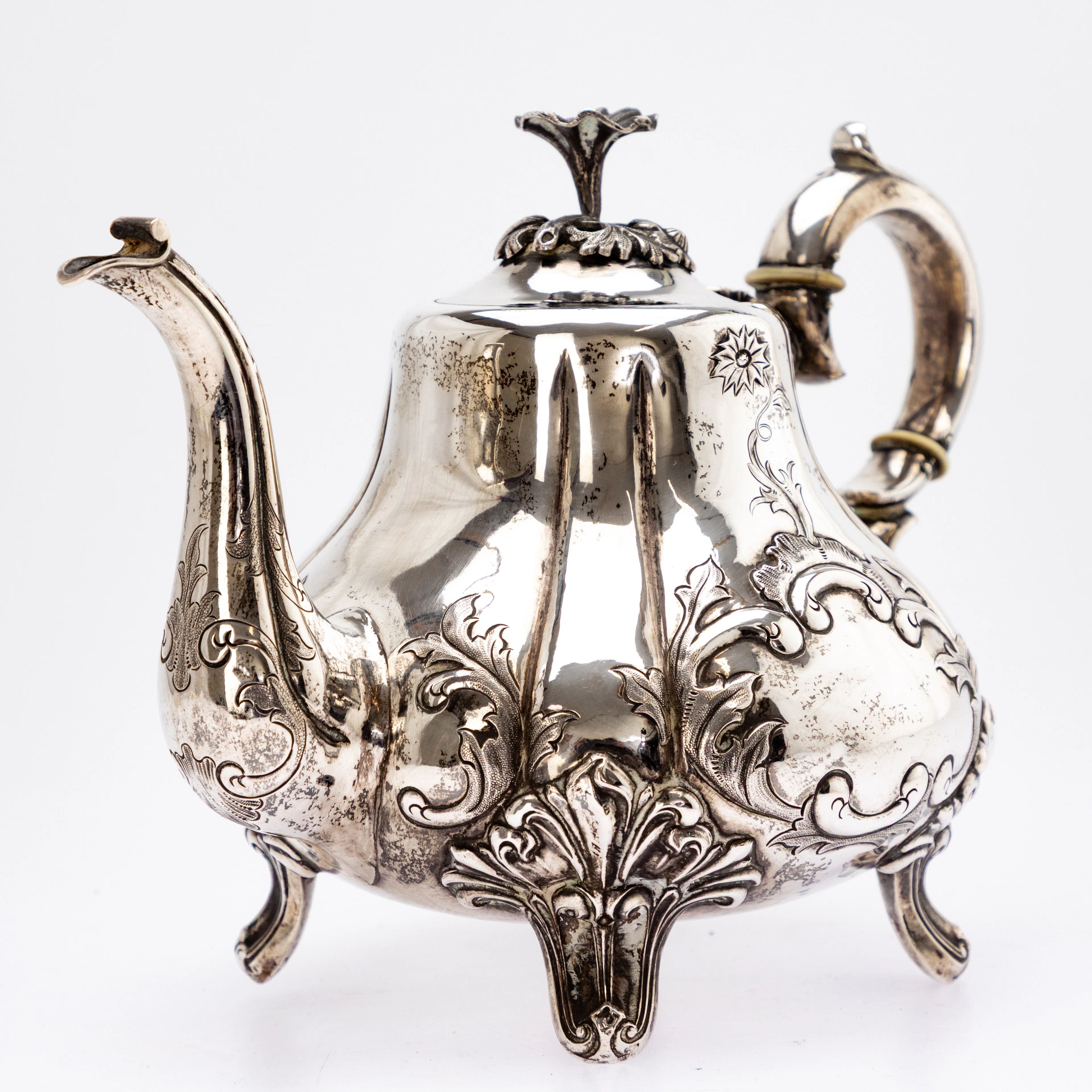 Große Teekanne, Silber, Hamburg, 1840/50.