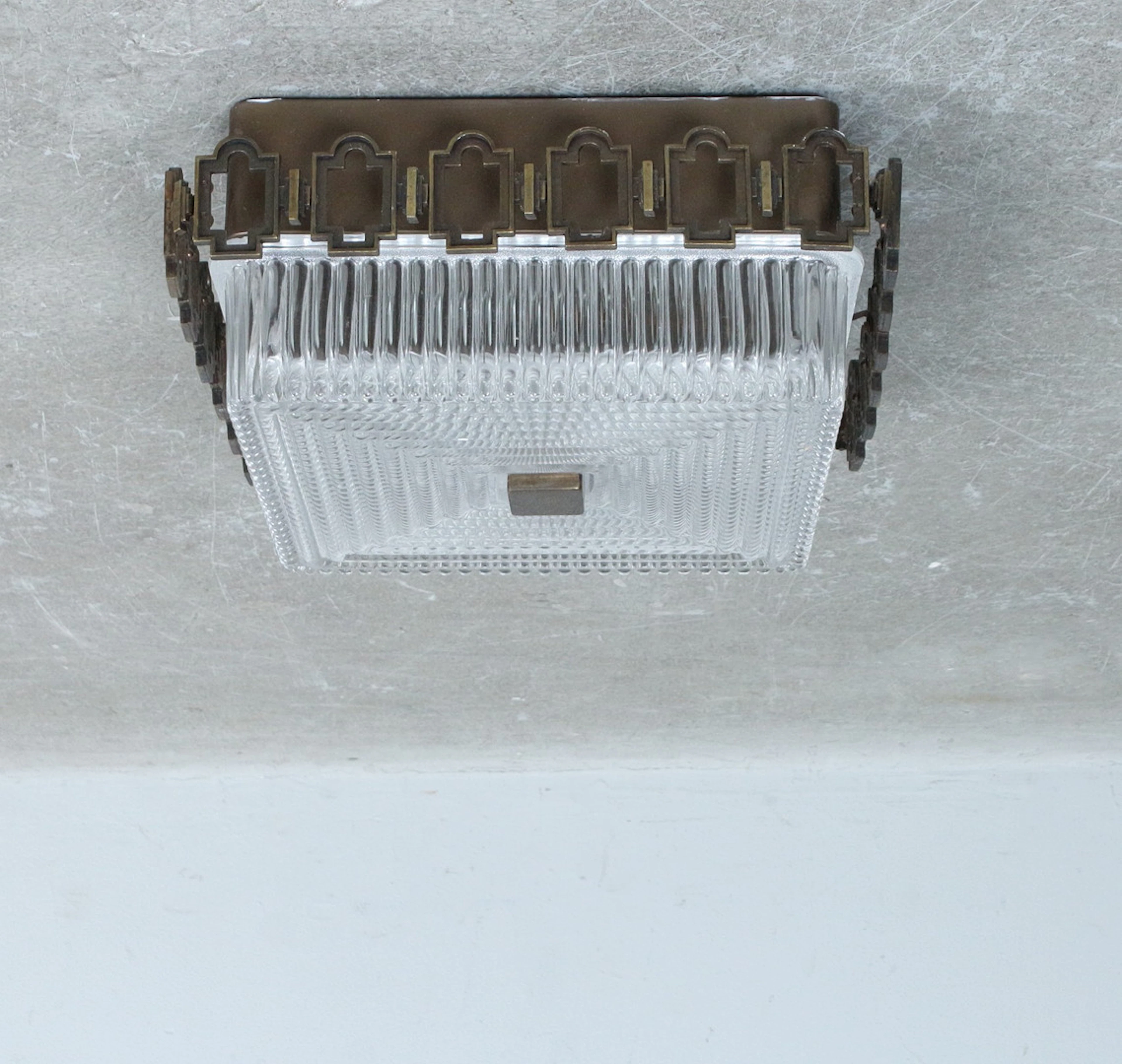 WILA LEUCHTEN. Wila Leuchten, Brutalistische quadratische Deckenlampe/Wandlampe