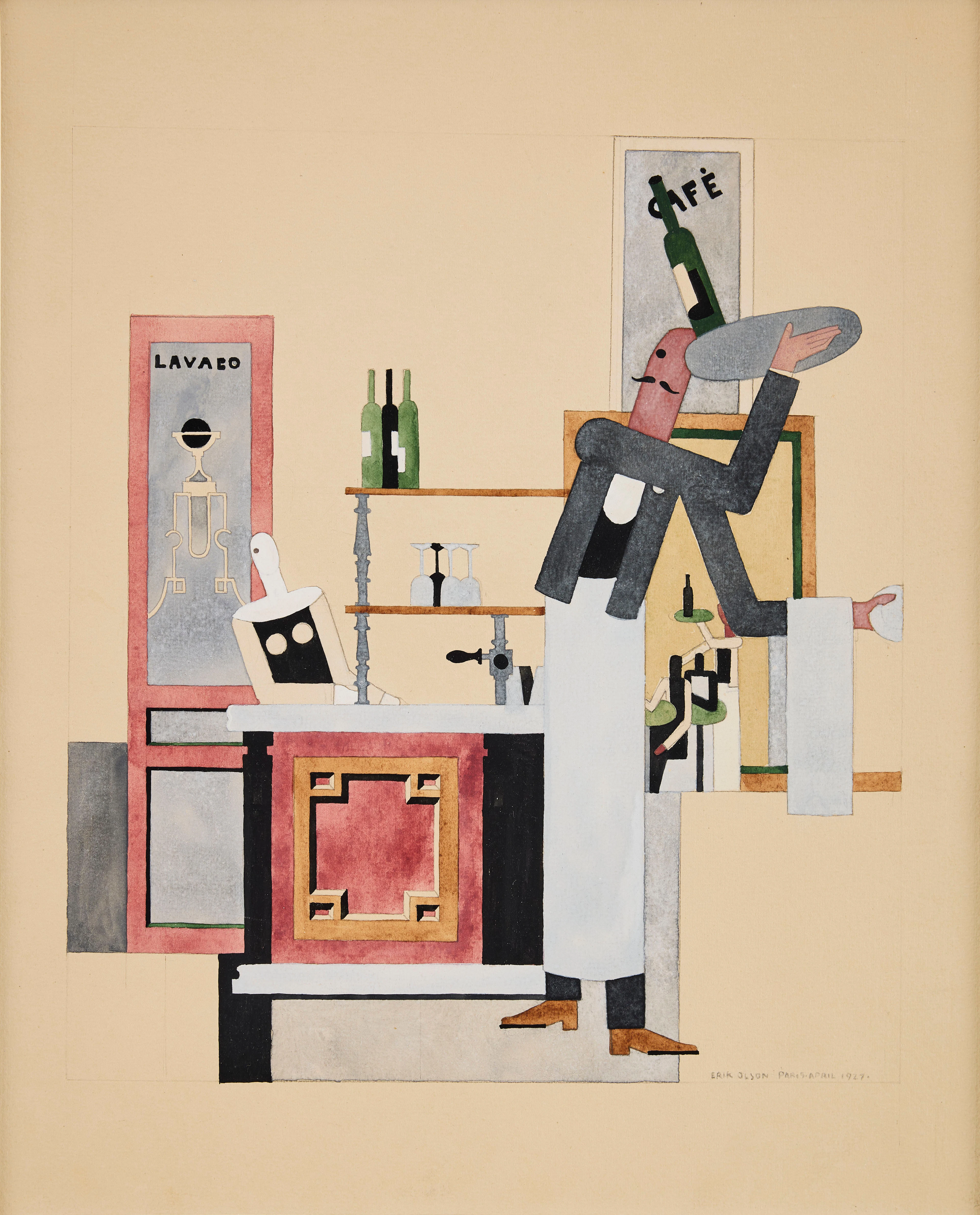 ERIK OLSON. "Fransk caféinteriör".