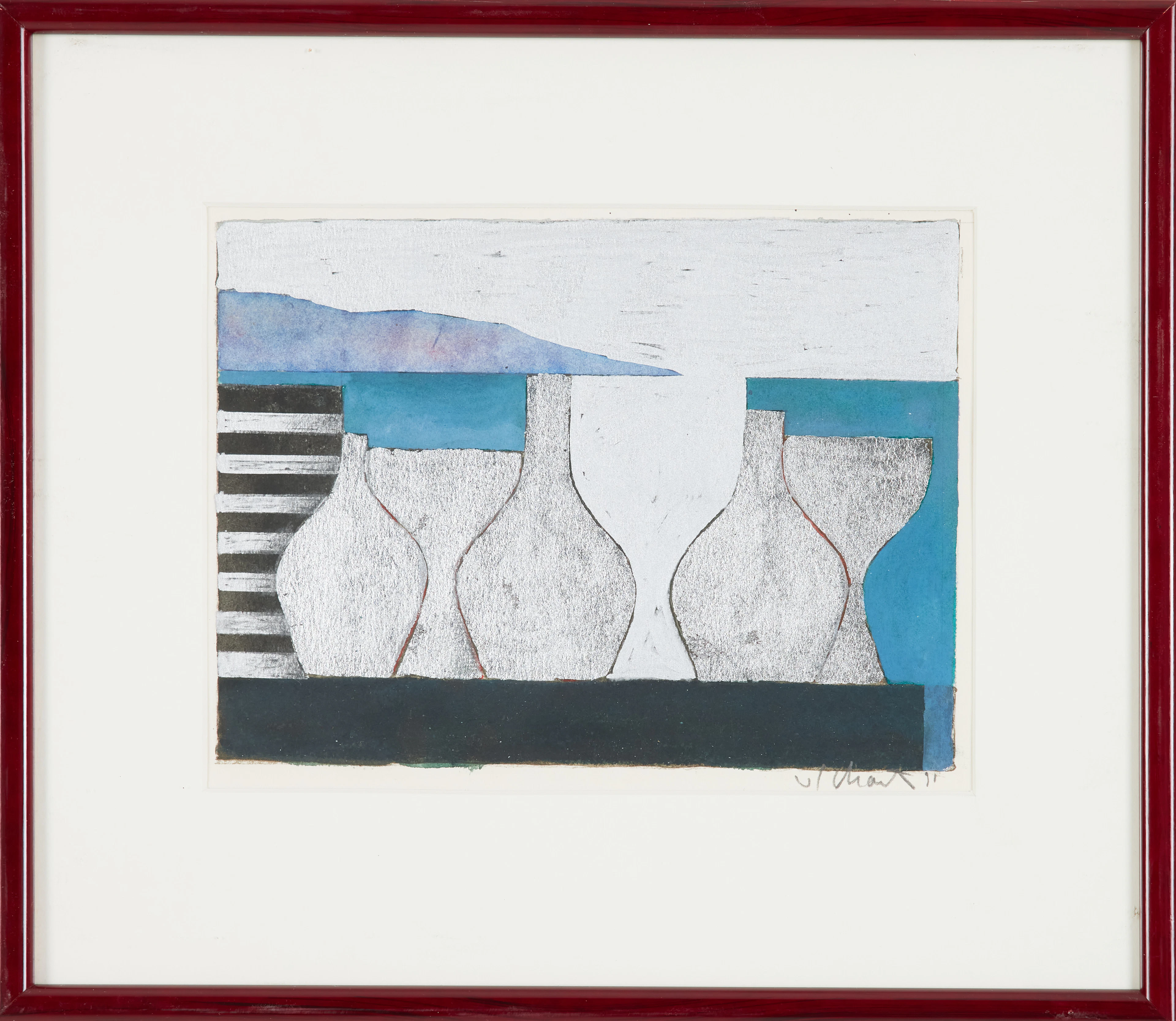 PHILIP VON SCHANTZ. Flaskor Väddö, gouache, signerad och daterad 91.