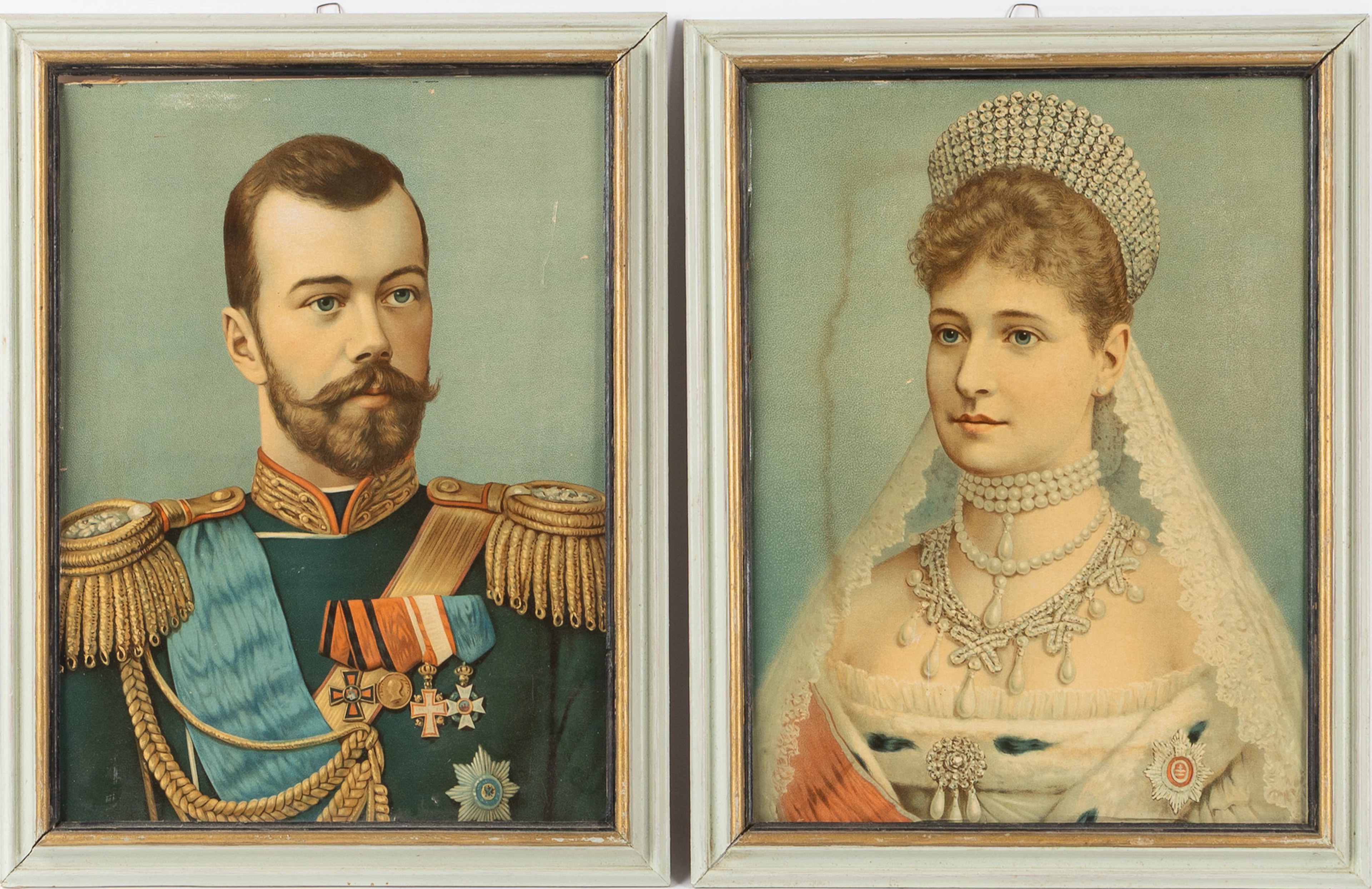 PORTRÄTT, 2 st, Nikolai II & Alexandra av Hessen, Tsar och Tsarinna