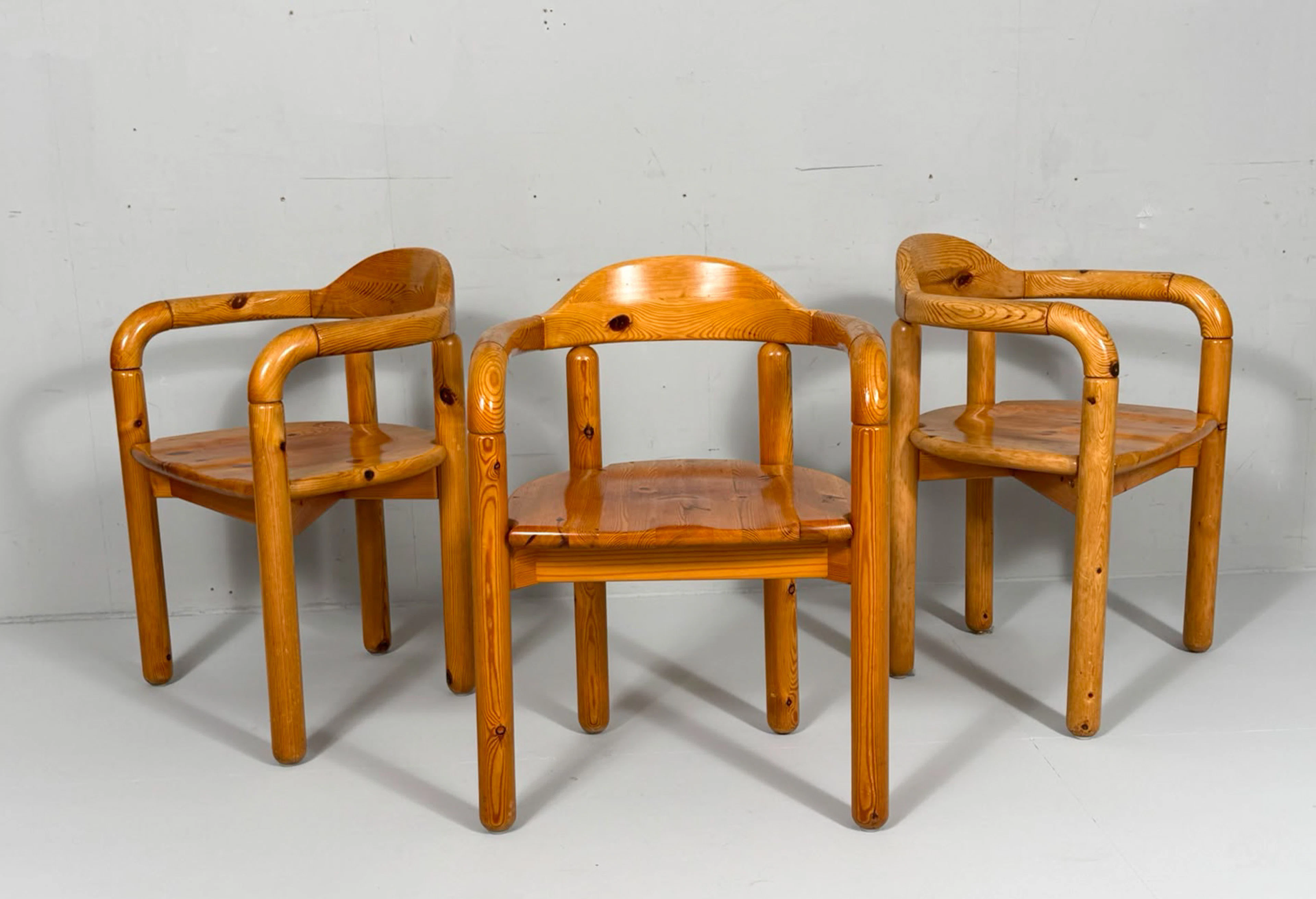 RAINER DAUMILLER. 3er Set Stühle/Esszimmerstühle, 1970er Jahre.