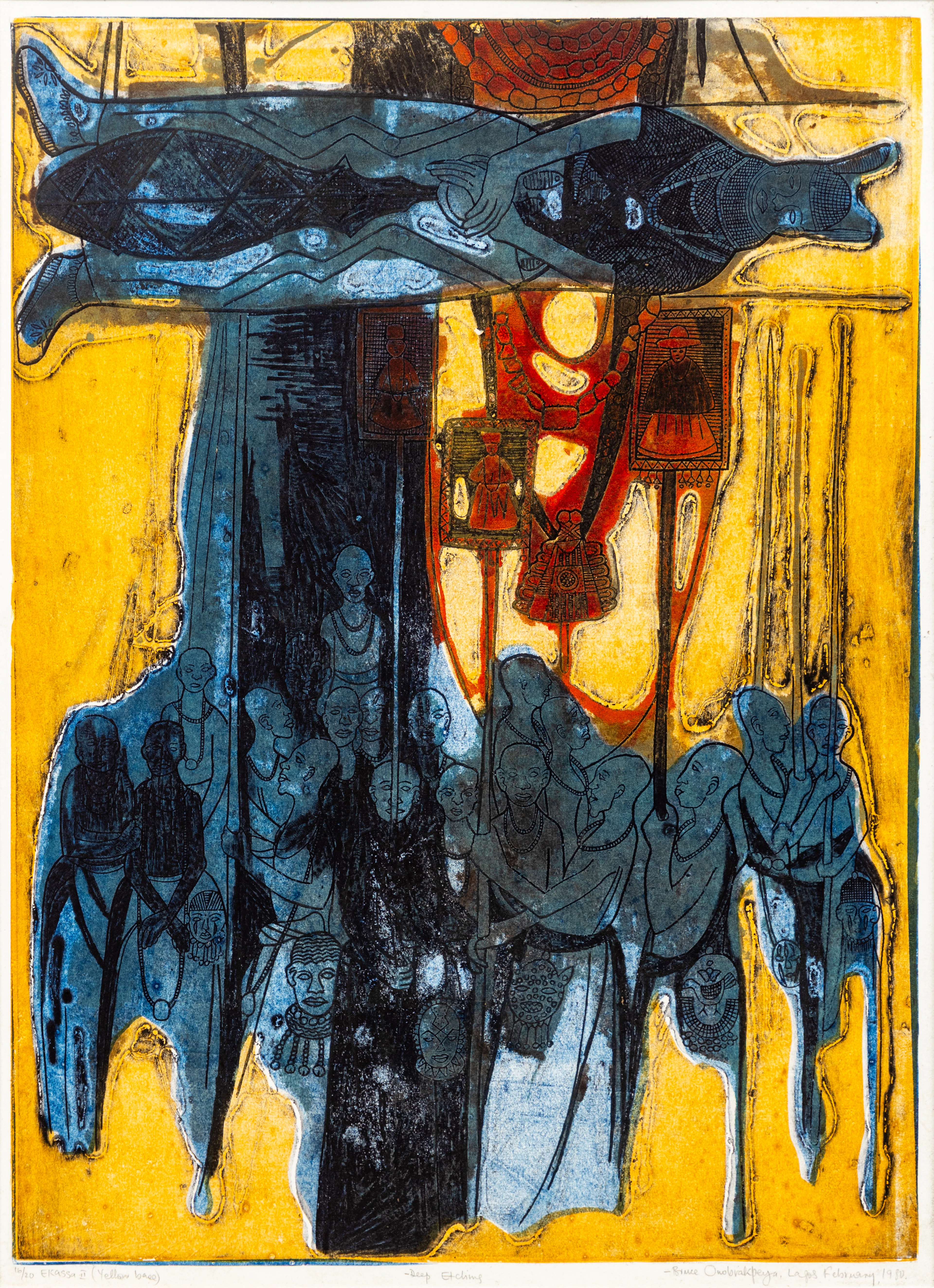 BRUCE ONOBRAKPEYA (GEB. 1932). Ekassa II (yellow base).