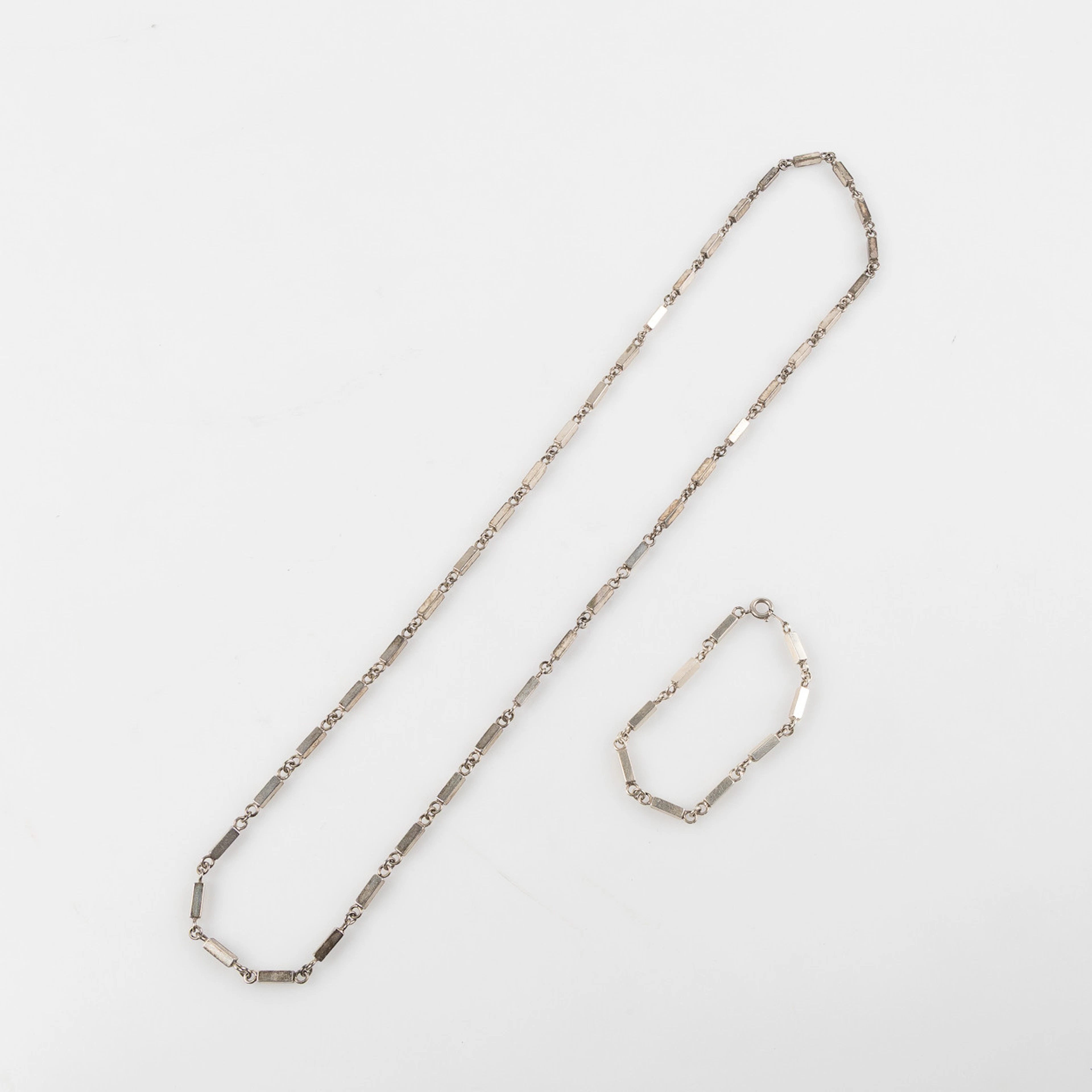 ARM- OCH HALSBAND, stavlänkar, silver.
