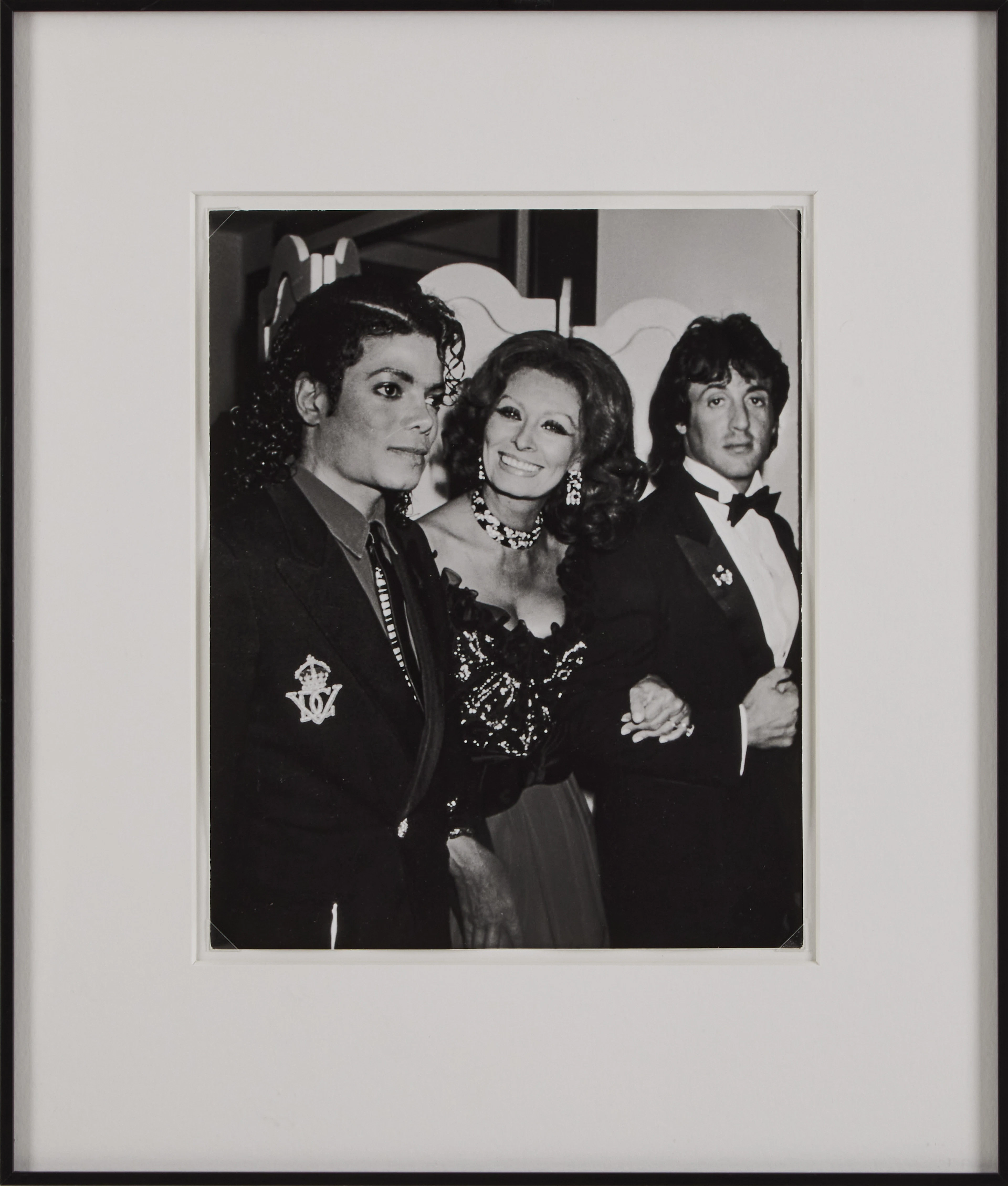 RON GALELLA. January 9, 1987: Micheal Jackson, Sophia Loren and Sylvester