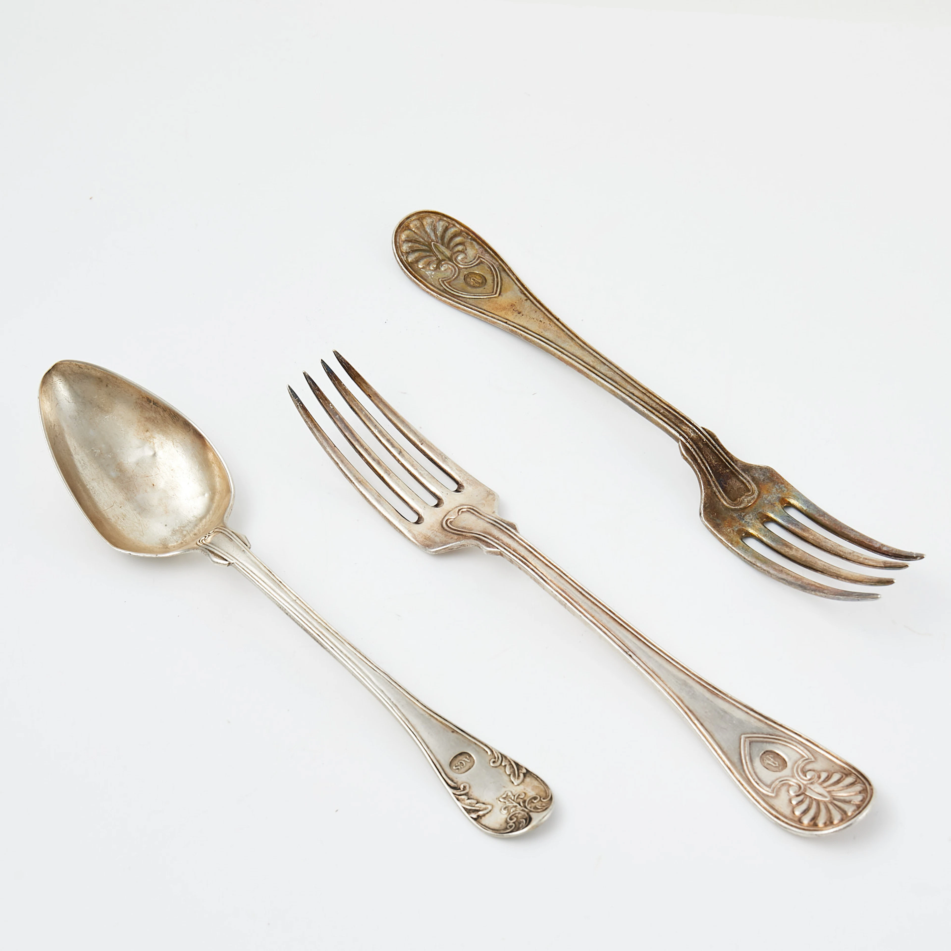 GAFFLAR samt SKED. 3 dlr, silver, Carl Neuendorff d.y, Karlskrona