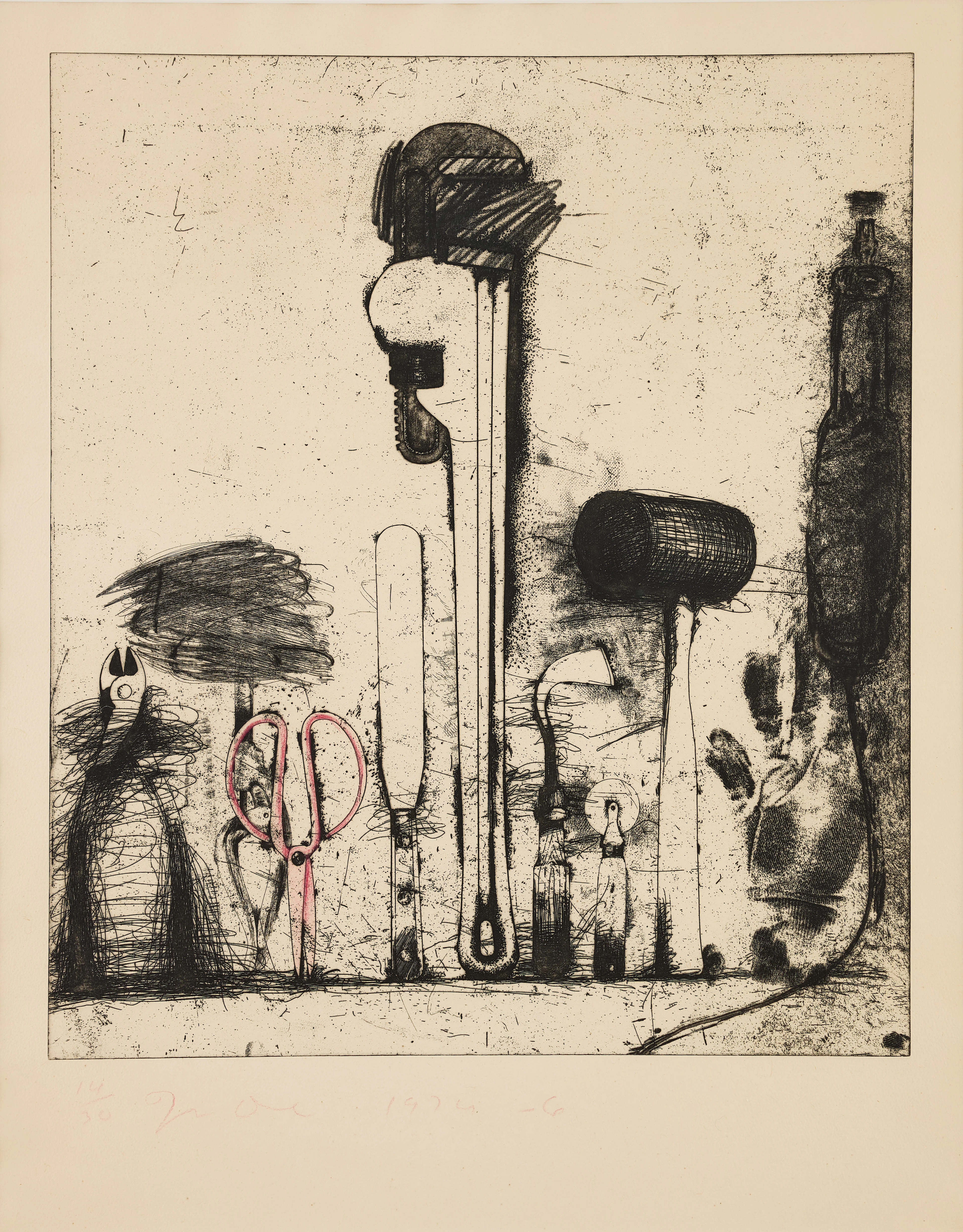 JIM DINE. "Pink Chinese Scissors".