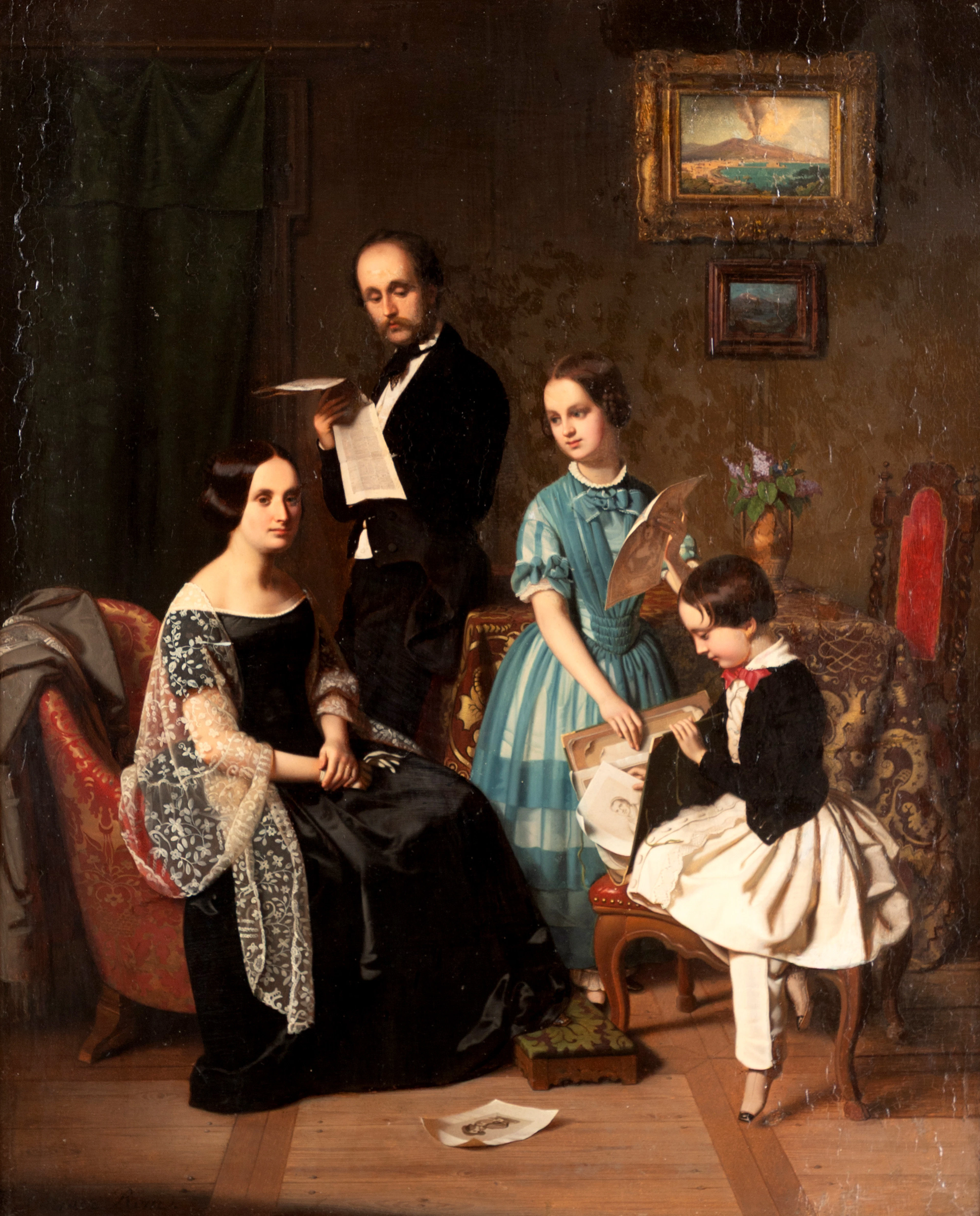 BENNO FRIEDRICH TÖRMER (1804-1859). Familie in einem Interieur.