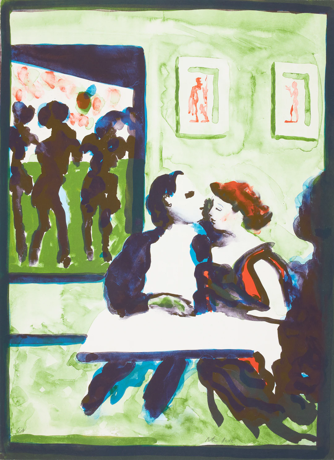 PETER DAHL. Restauranginteriör, grafiskt blad, signerad, numrerad EA.