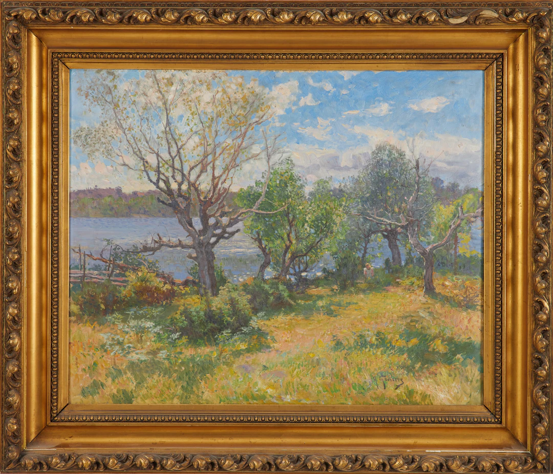 ANTON GENBERG. Vårlandskap, olja på duk, signerad A. Genberg.