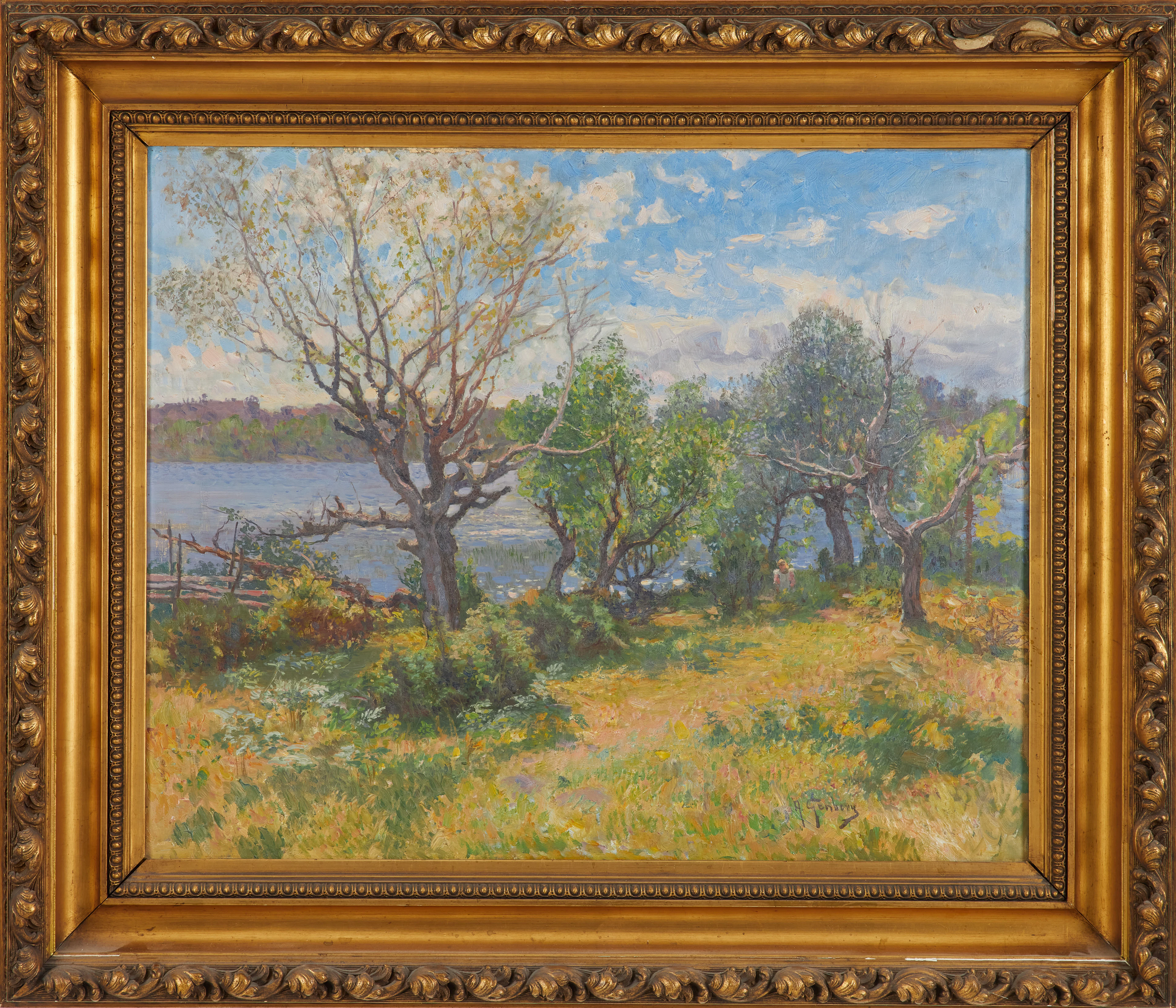 ANTON GENBERG. Vårlandskap, olja på duk, signerad A. Genberg.