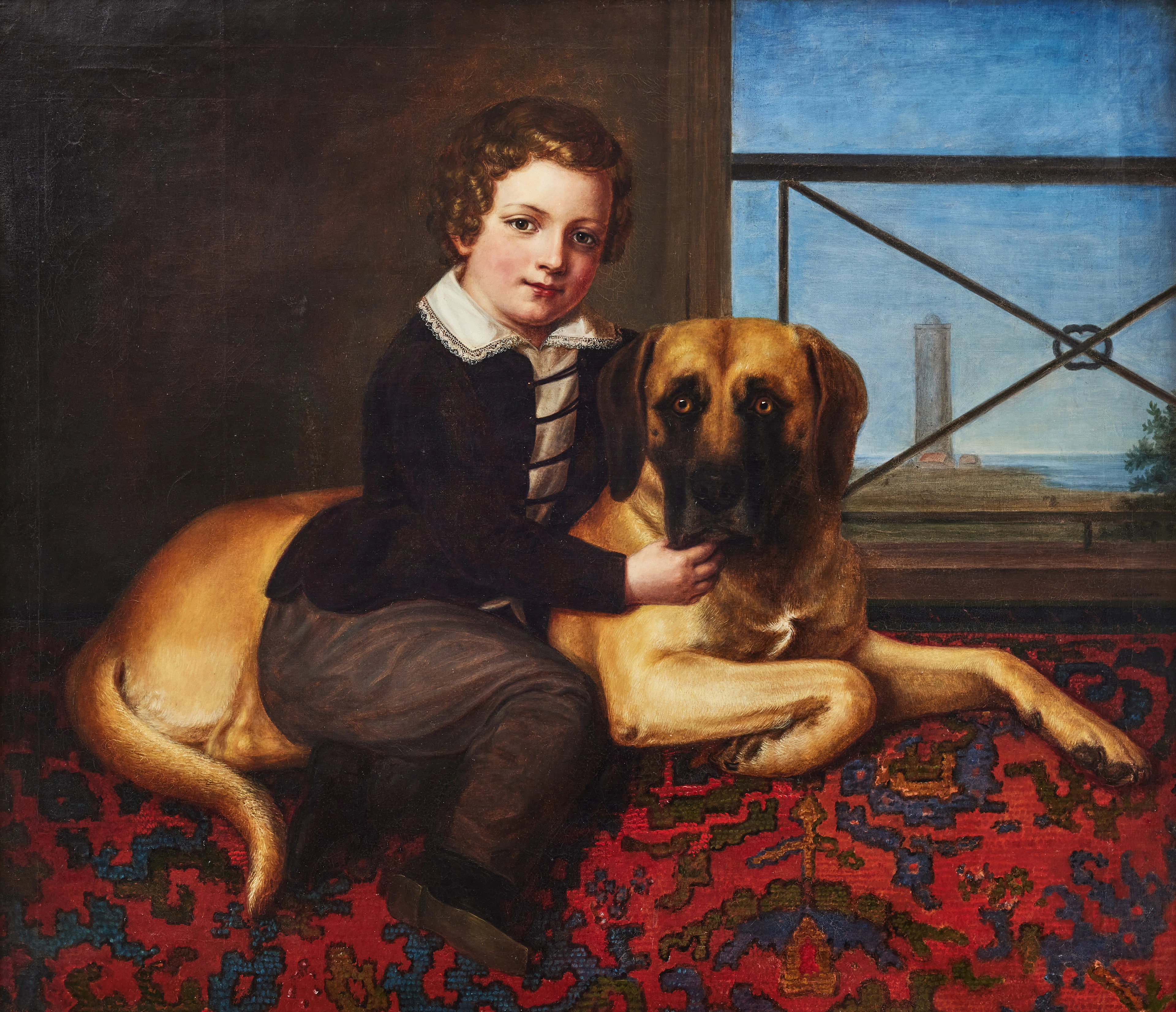 SOPHIE ADLERSPARRE. Pojke med hund, föreställande Johan Axel Ulfsparre