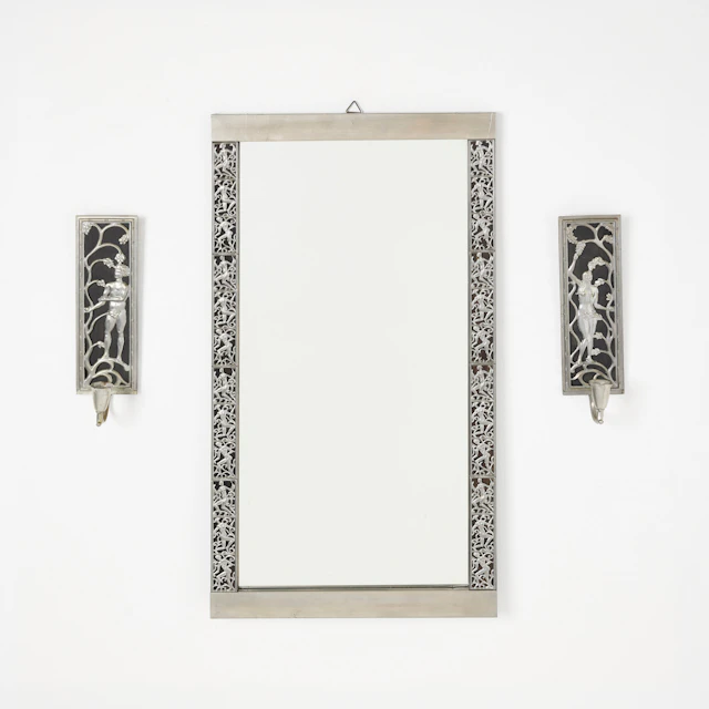 DAVID WRETLING. TILLSKRIVEN. Spegel med lampetter, 1920/30-tal, Swedish