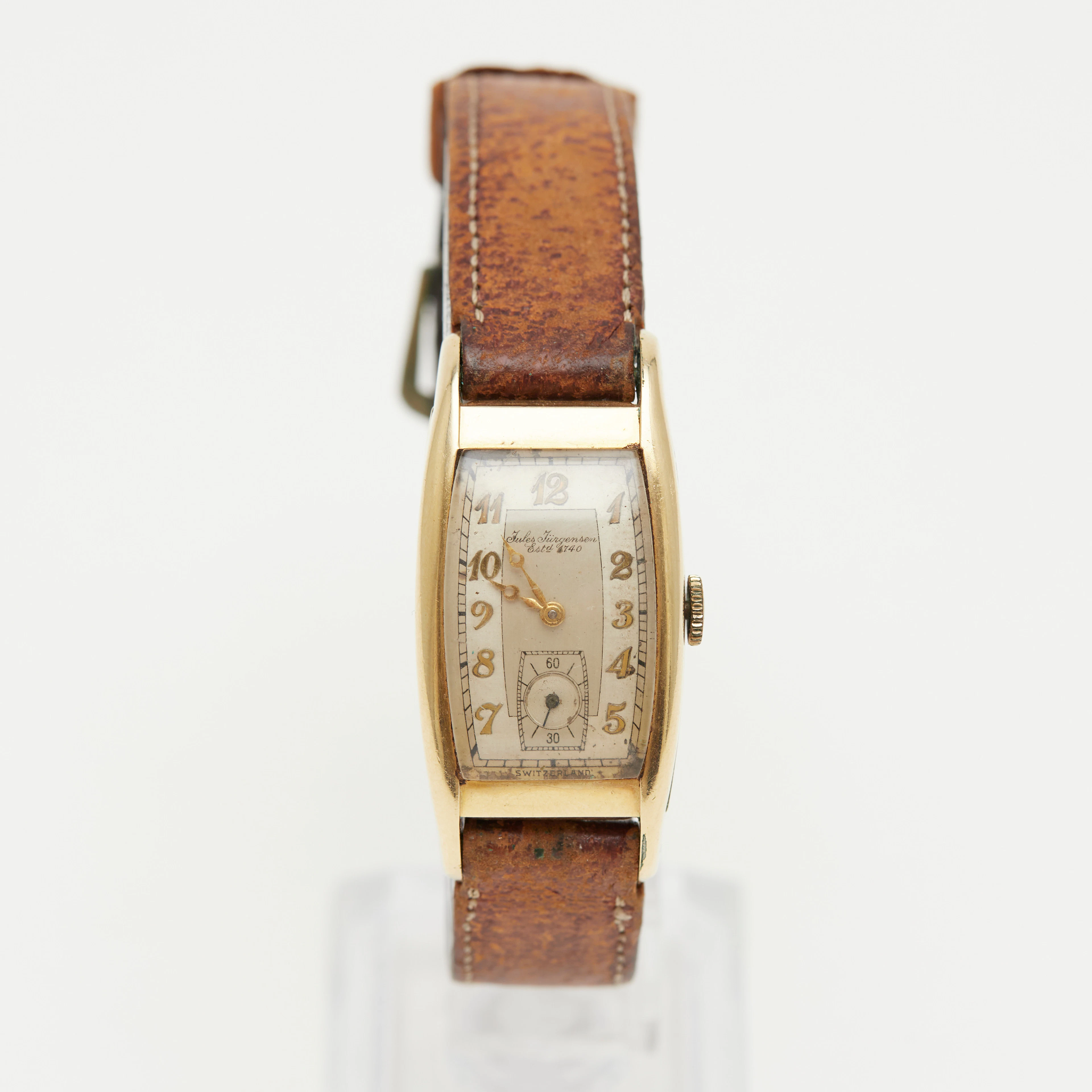JULES JÜRGENSEN. Armbanduhr, Handaufzug, Edelstahl, Leder, 1930/40er