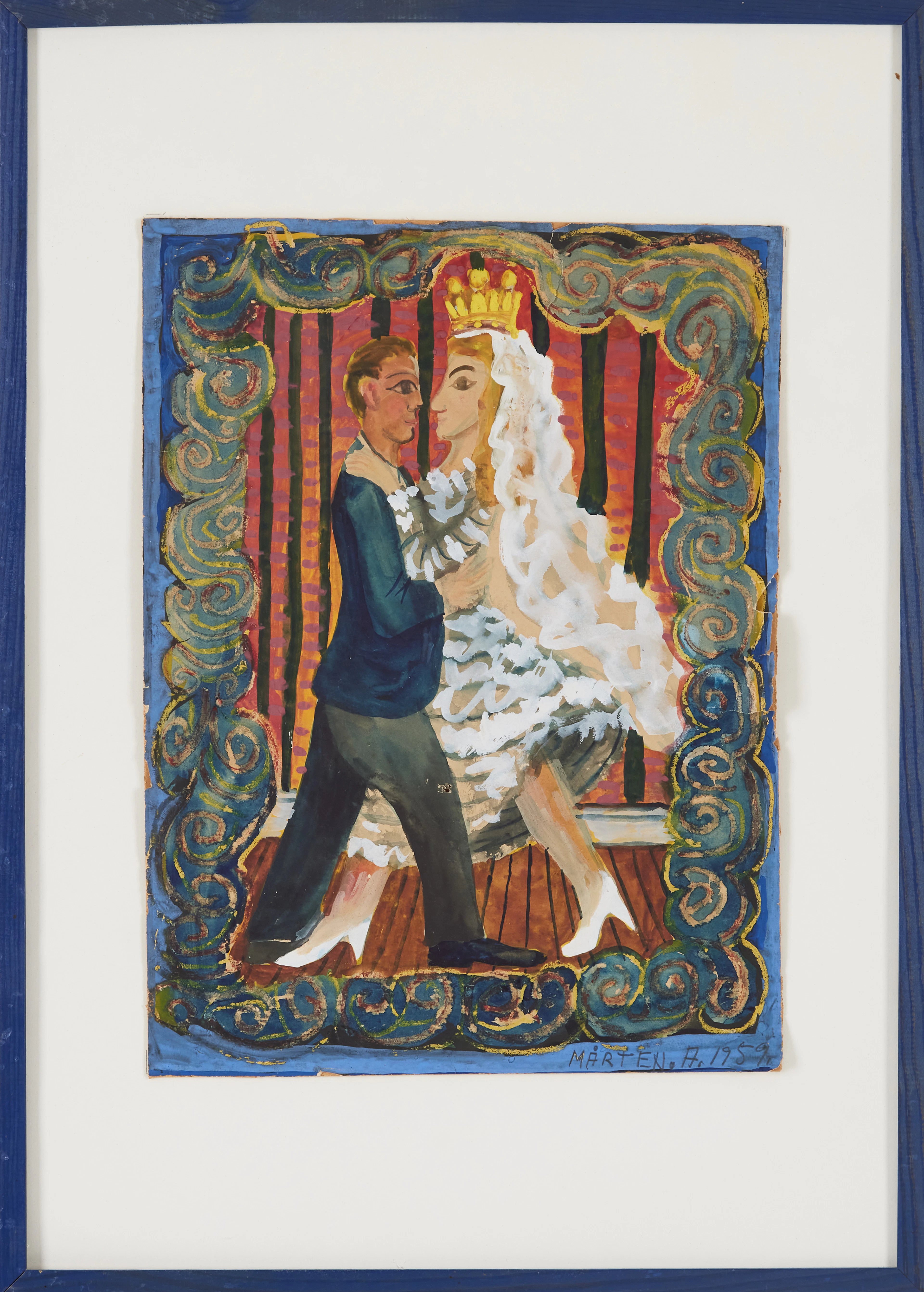 MÅRTEN ANDERSSON. Brudpar, gouache på papper, signerad och daterad