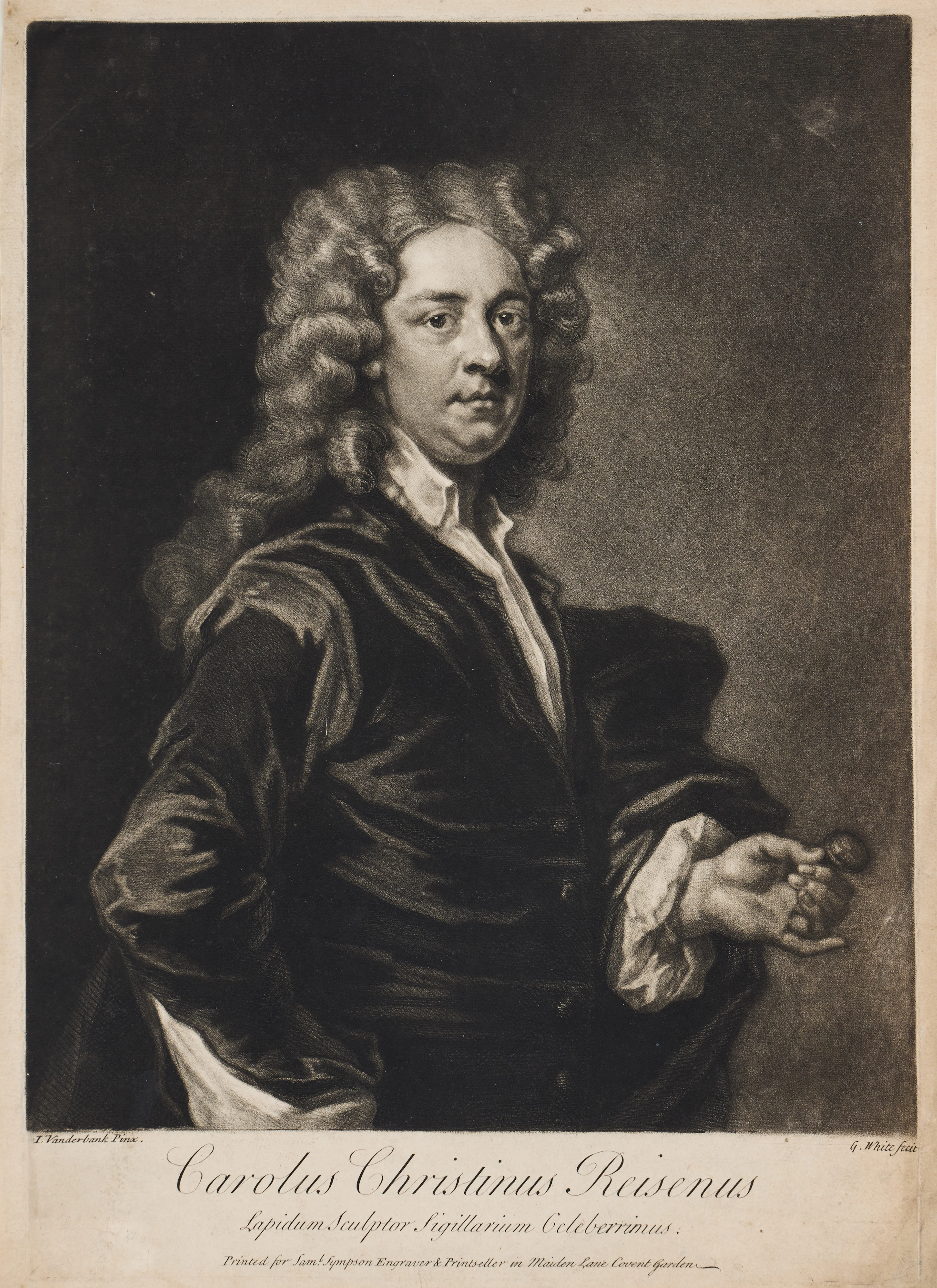 GEORGE WHITE (ENGLAND CIRCA 1684-1732). "Portrait of Charles Christian Reisen".