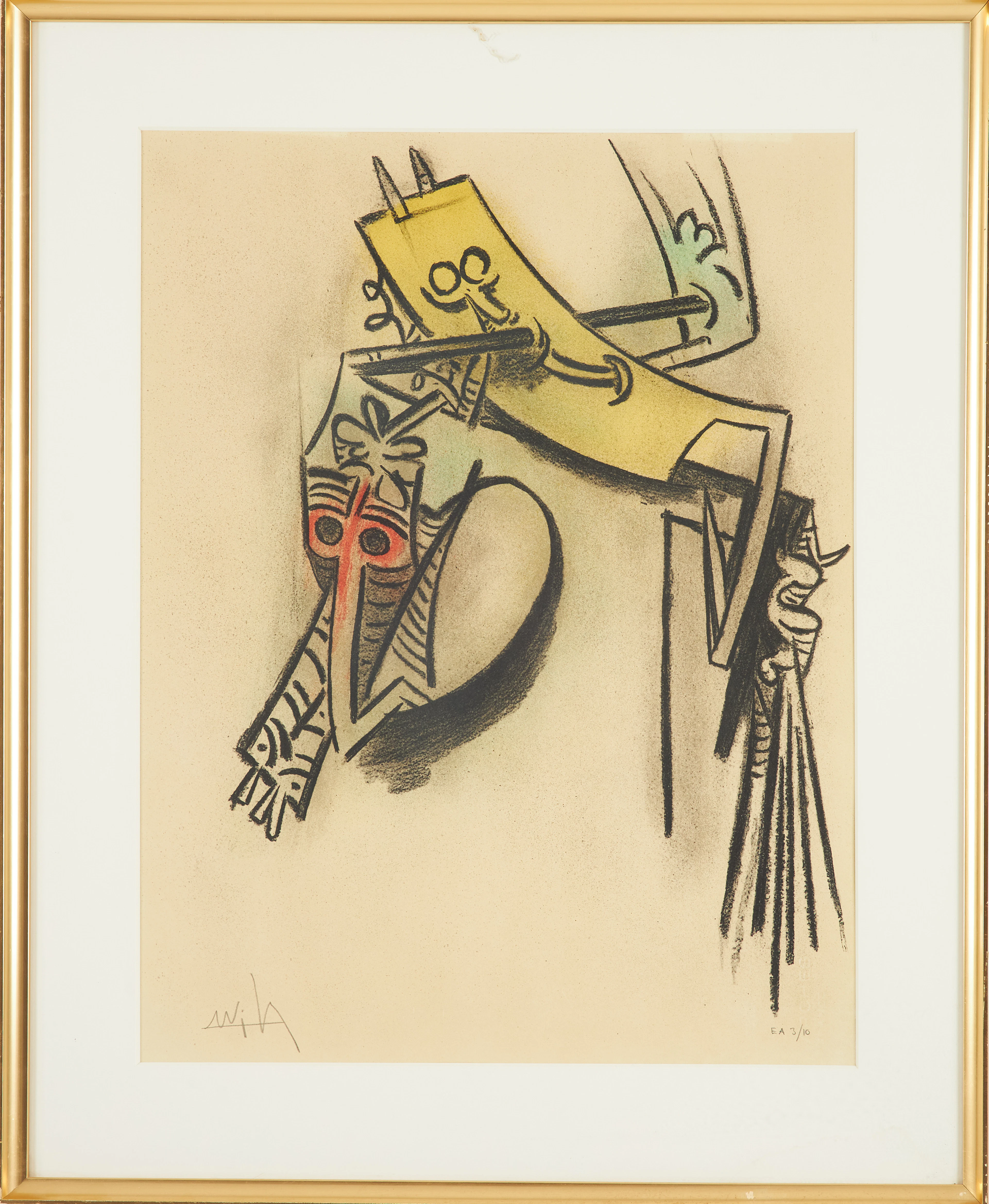 WILFREDO LAM. Komposition, ur serien "Pleni Luna", litografi, signerad
