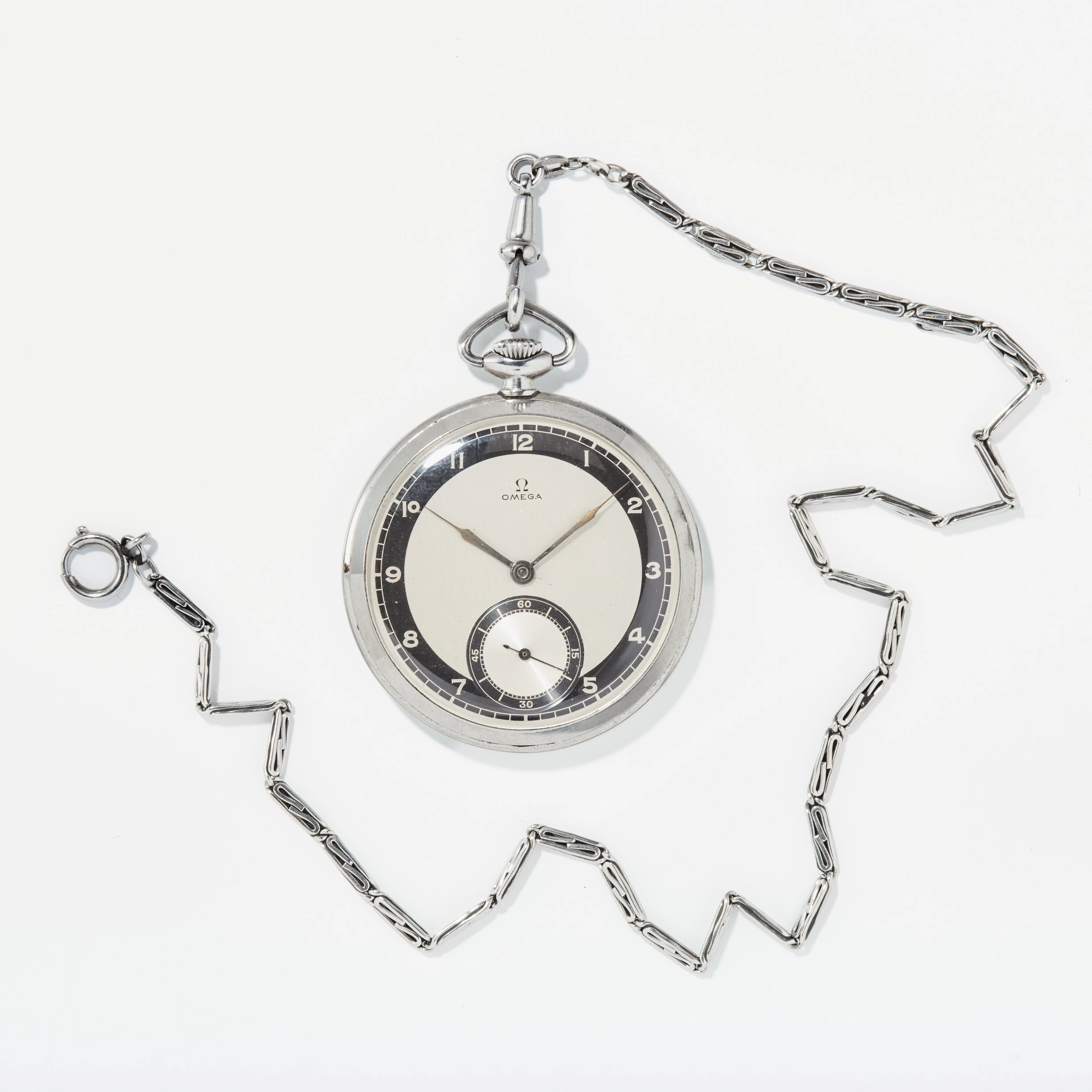 OMEGA, fickur, 49 mm, stål (Staybrite), ca 1935.