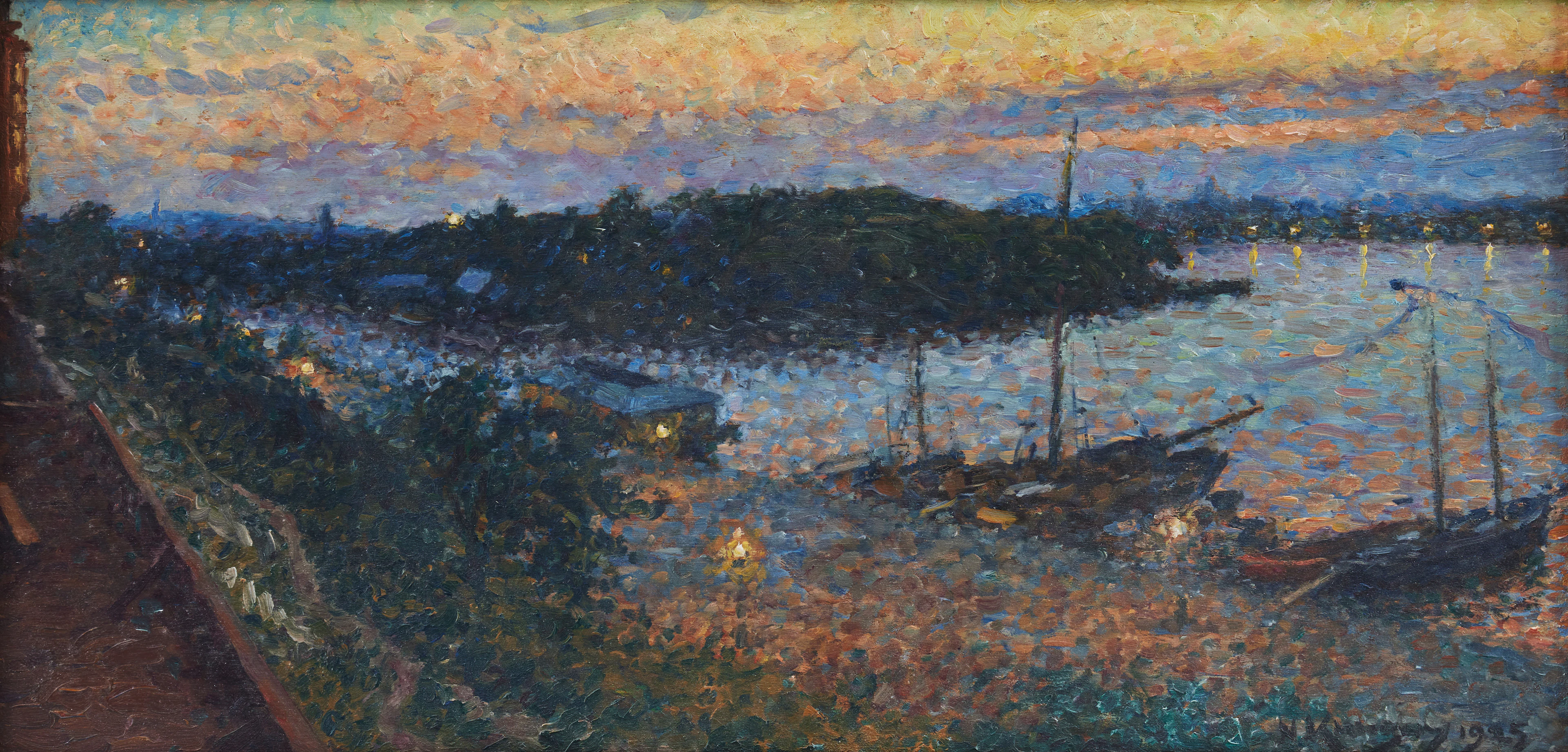 ILS KREUGER. "Julikväll vid Söder Mälarstrand"/ "Julikväll (S. Mälarstrand)".