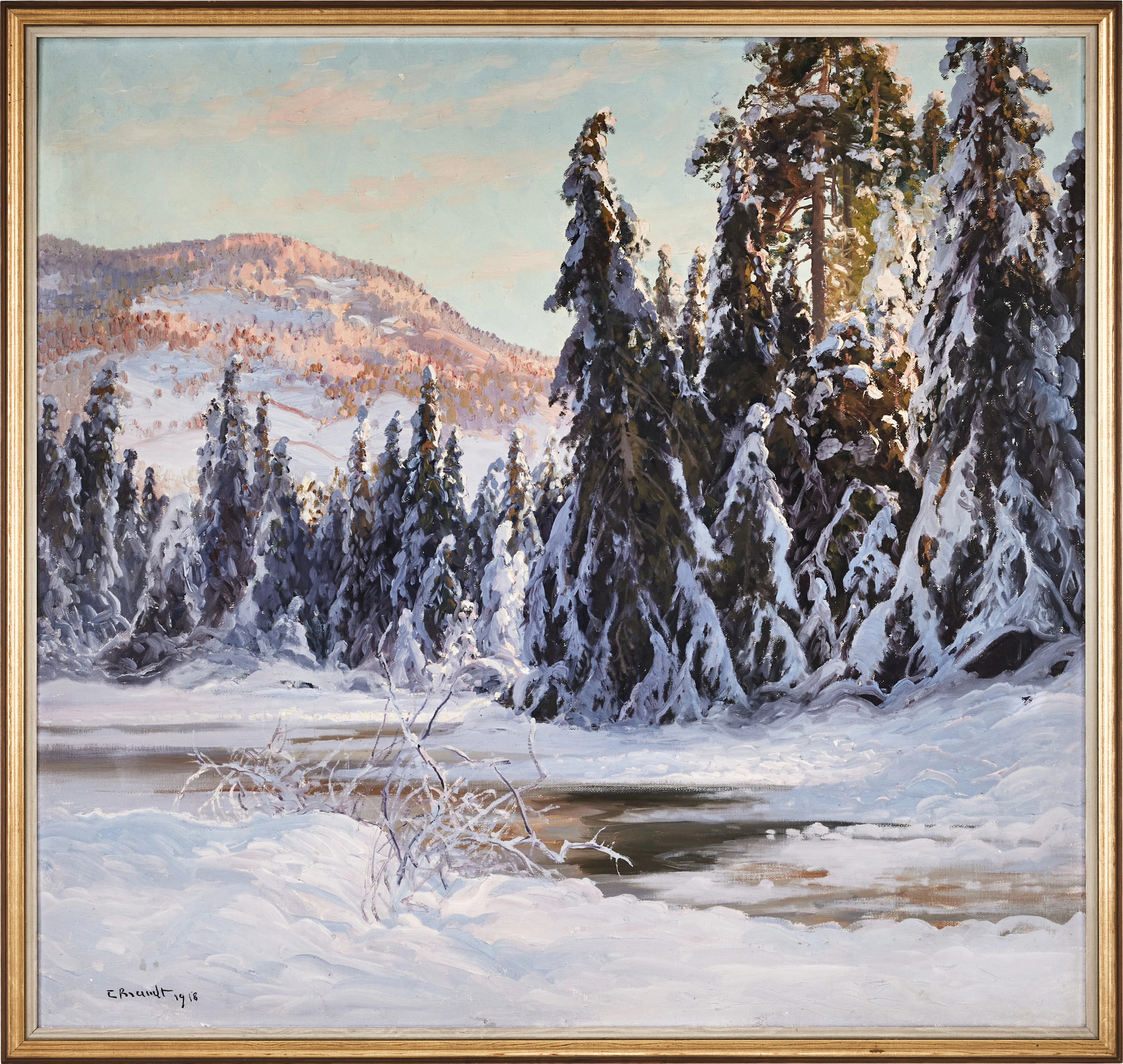 CARL BRANDT. Fjällandskap, signerad och daterad 1918, olja på duk.