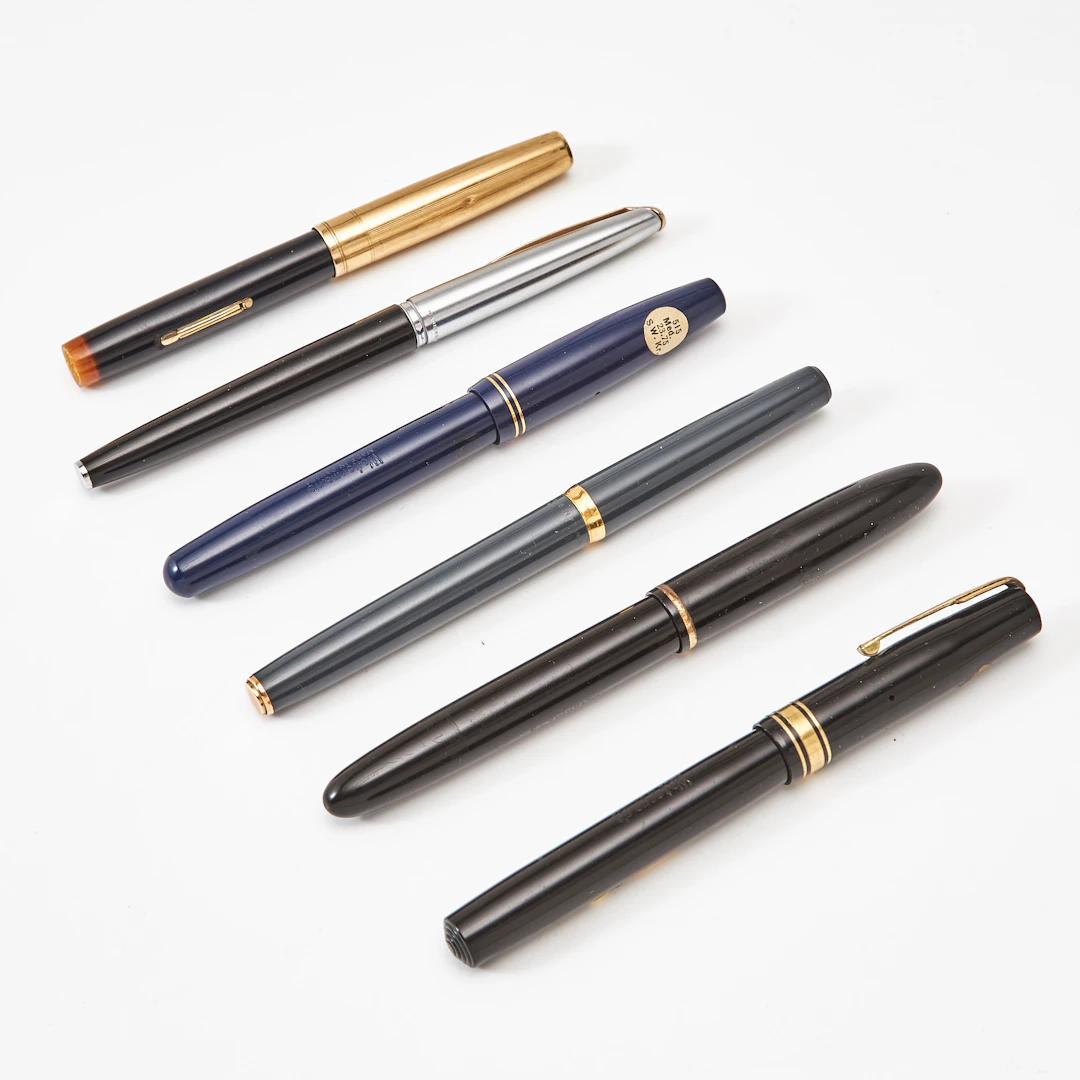 WATERMAN, reservoarpennor, 6 st, 4 st med 14k guld spets, tillverkade