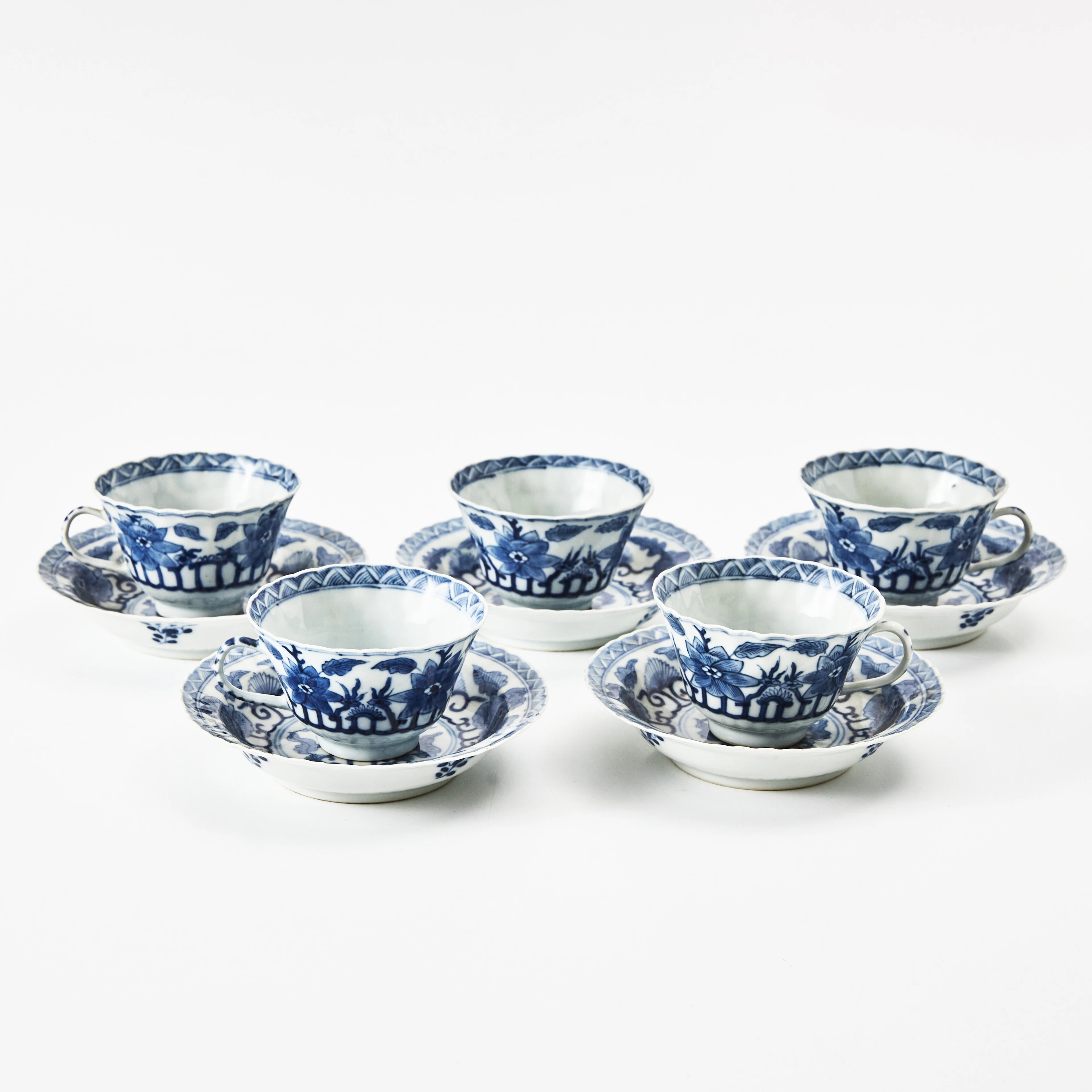 KAFFEKOPPAR, 5 st., porslin, Kina, Guangxu (1875-1908), dekor av stiliserade