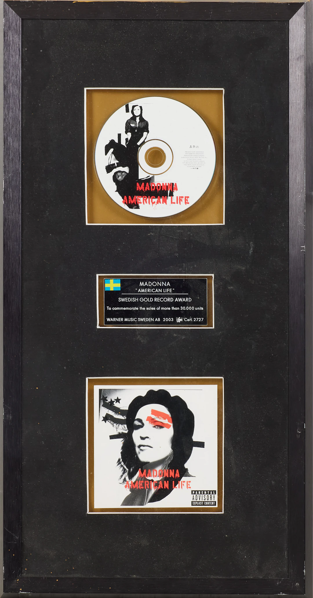 MADONNA / American Life, SALES AWARD, GULDSKIVA, 2003.