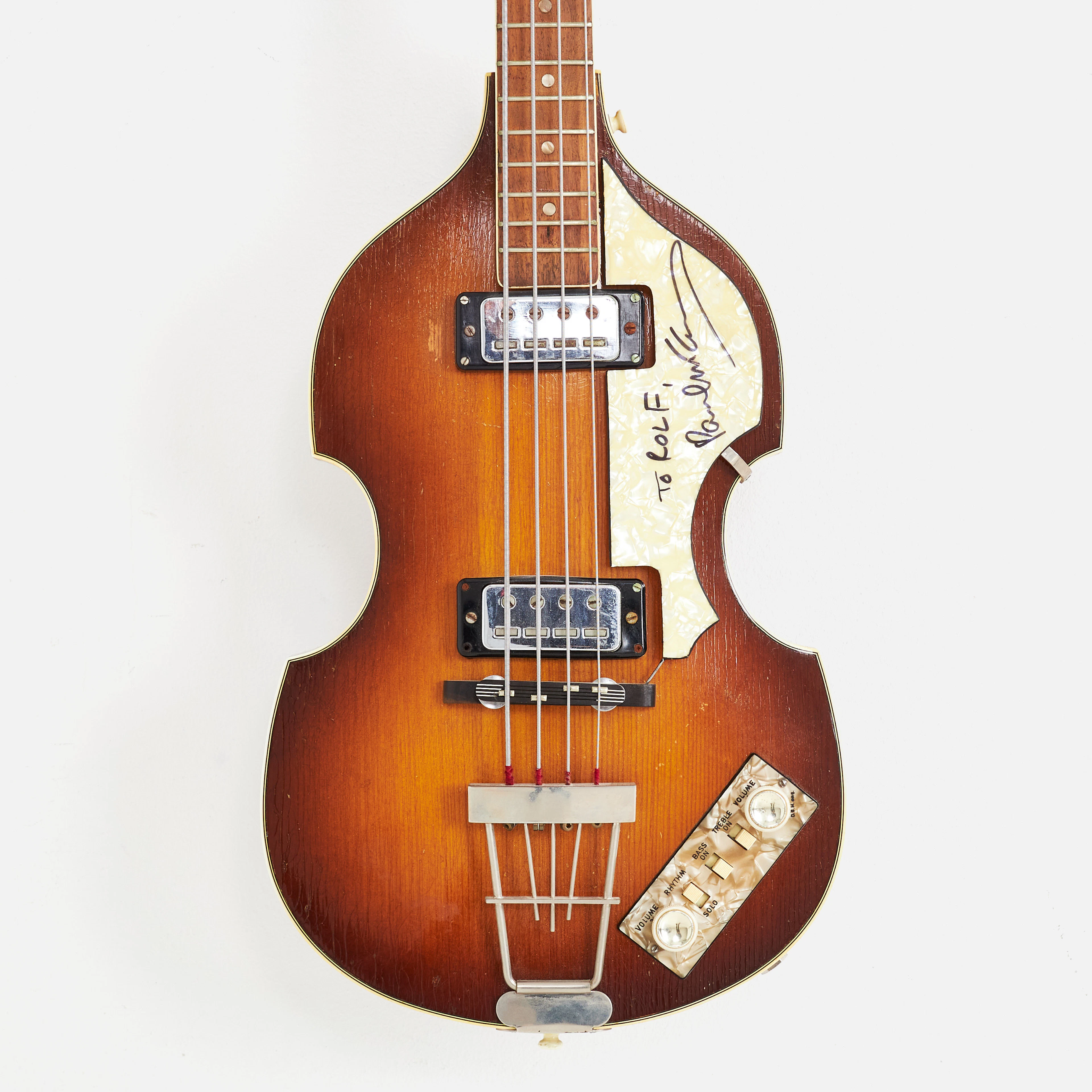 PAUL MCCARTNEY, signerad bas, Höfner Beatle 500/1 bass violin bass