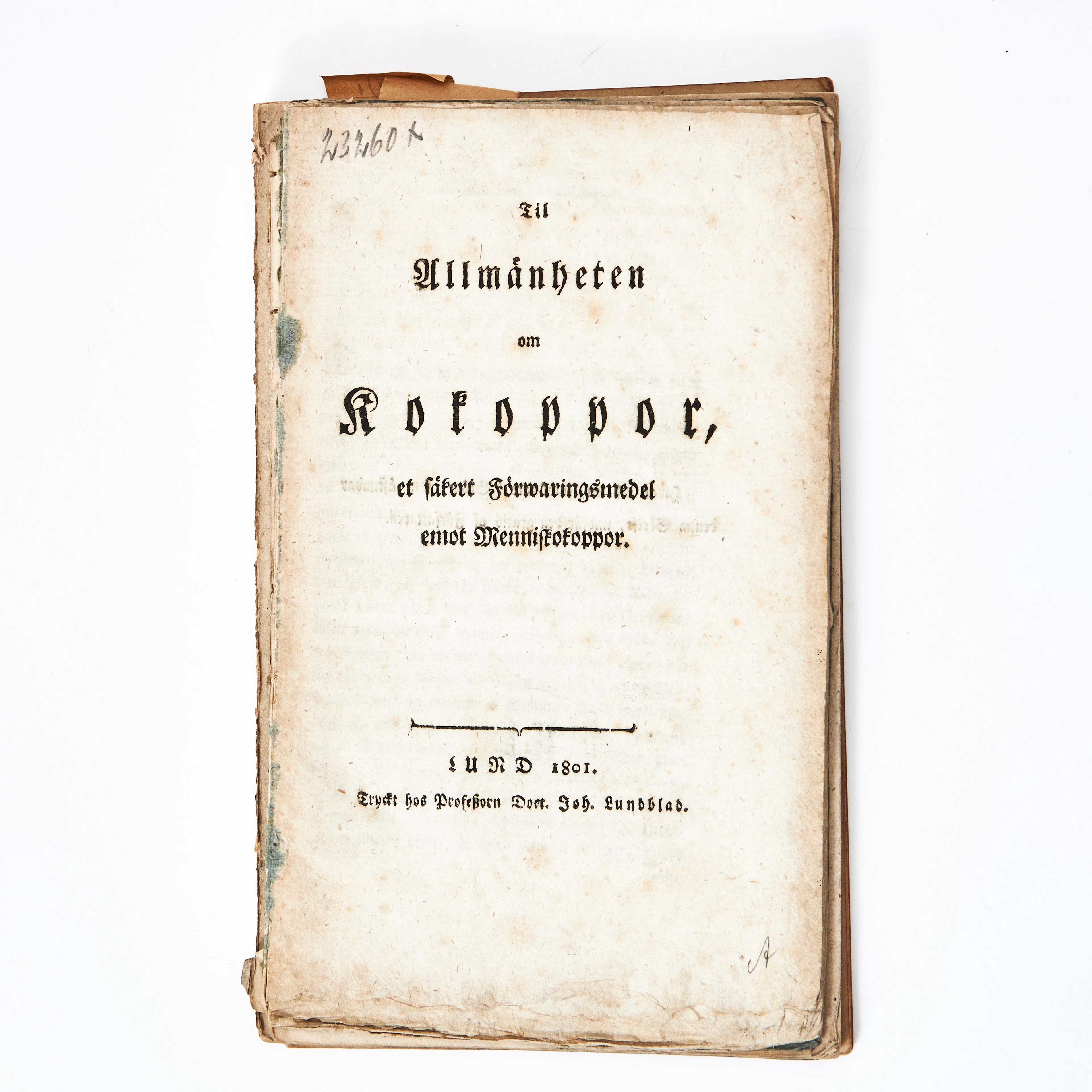SCHULZENHEIM, Tal om den offenteliga vården, m.fl. tal och om kokoppor, 6 st.