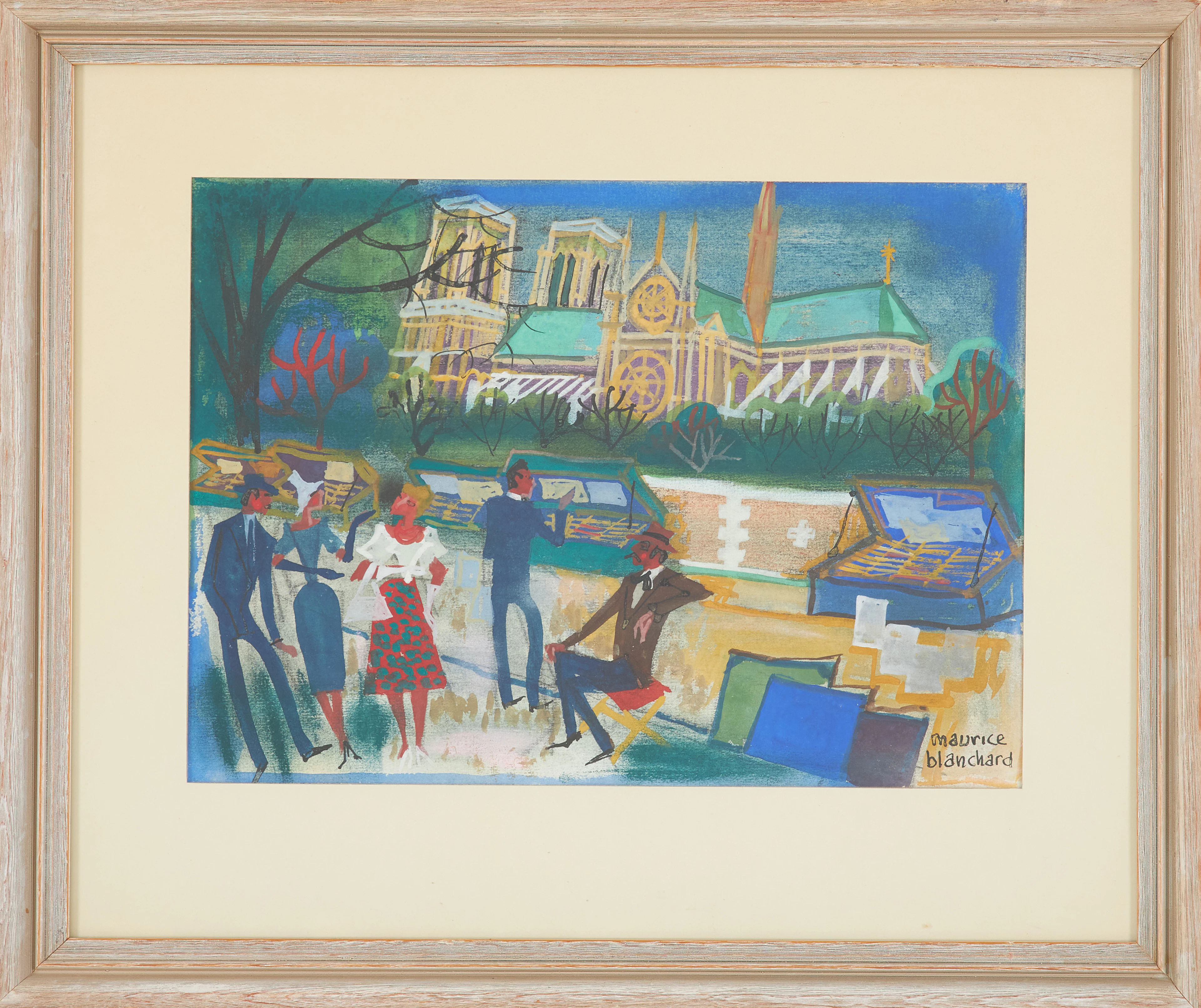 MAURICE BLANCHARD. Notre Dame, gouache, signerad.