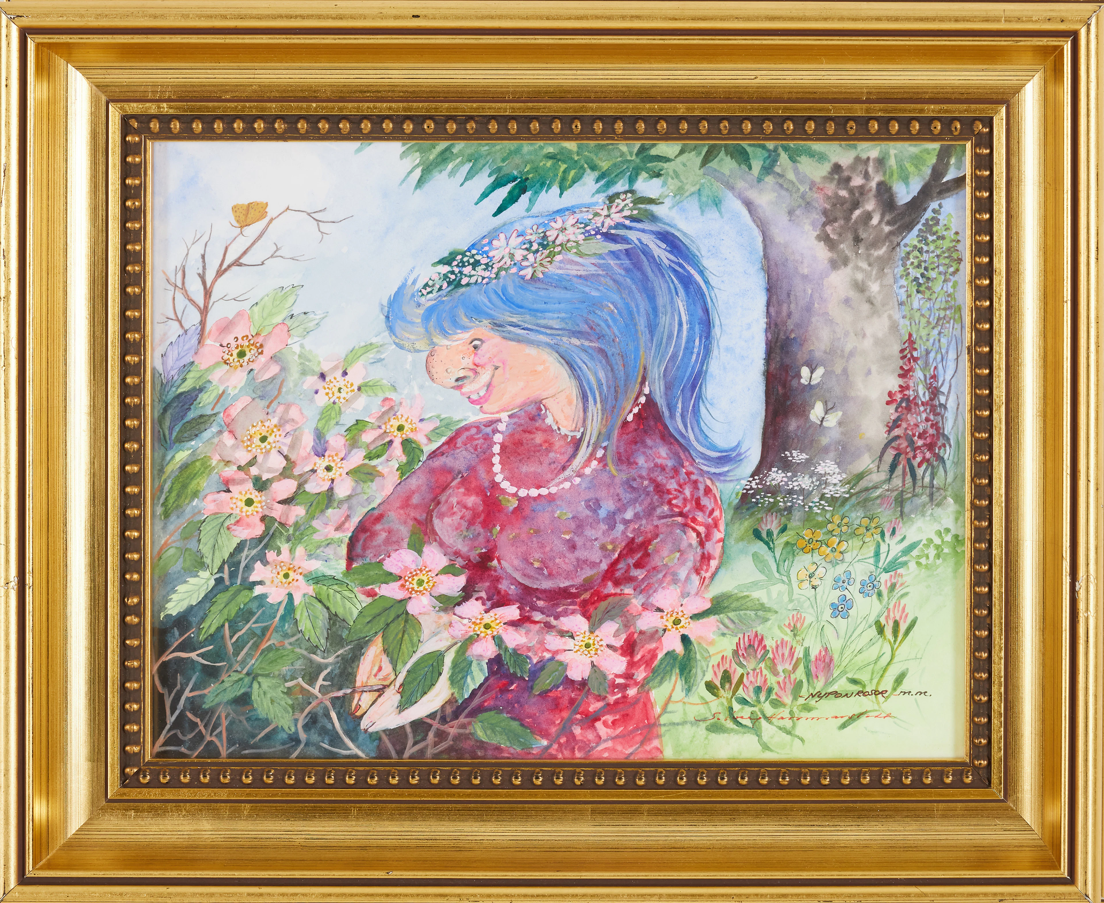SOLVEIG HAMMARSTEDT (1928-2020), "Nyponrosor m.m." akvarell, signerad