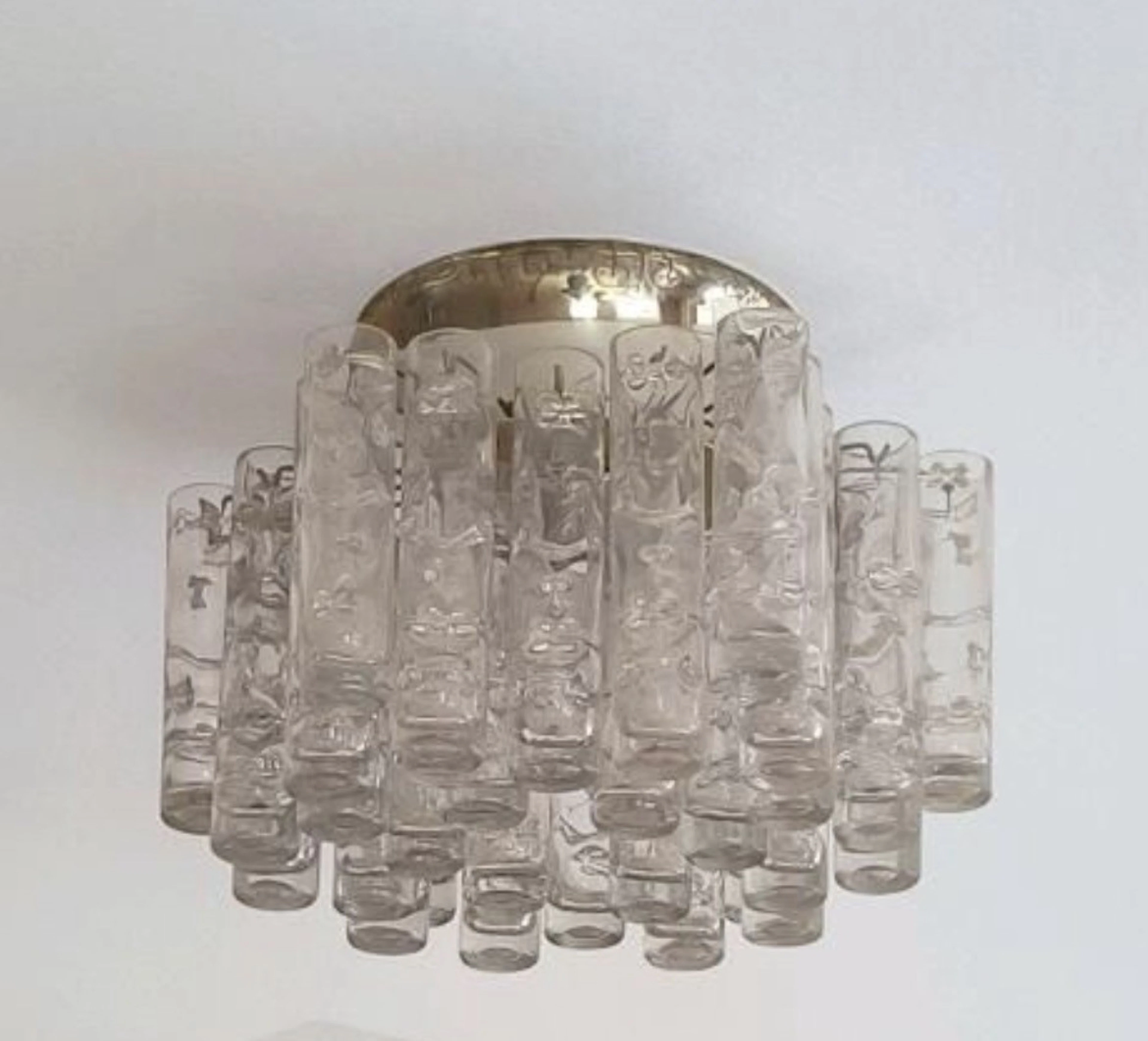 DORIA LEUCHTEN. Deckenlampe aus strukturiertem Klarglas von Doria